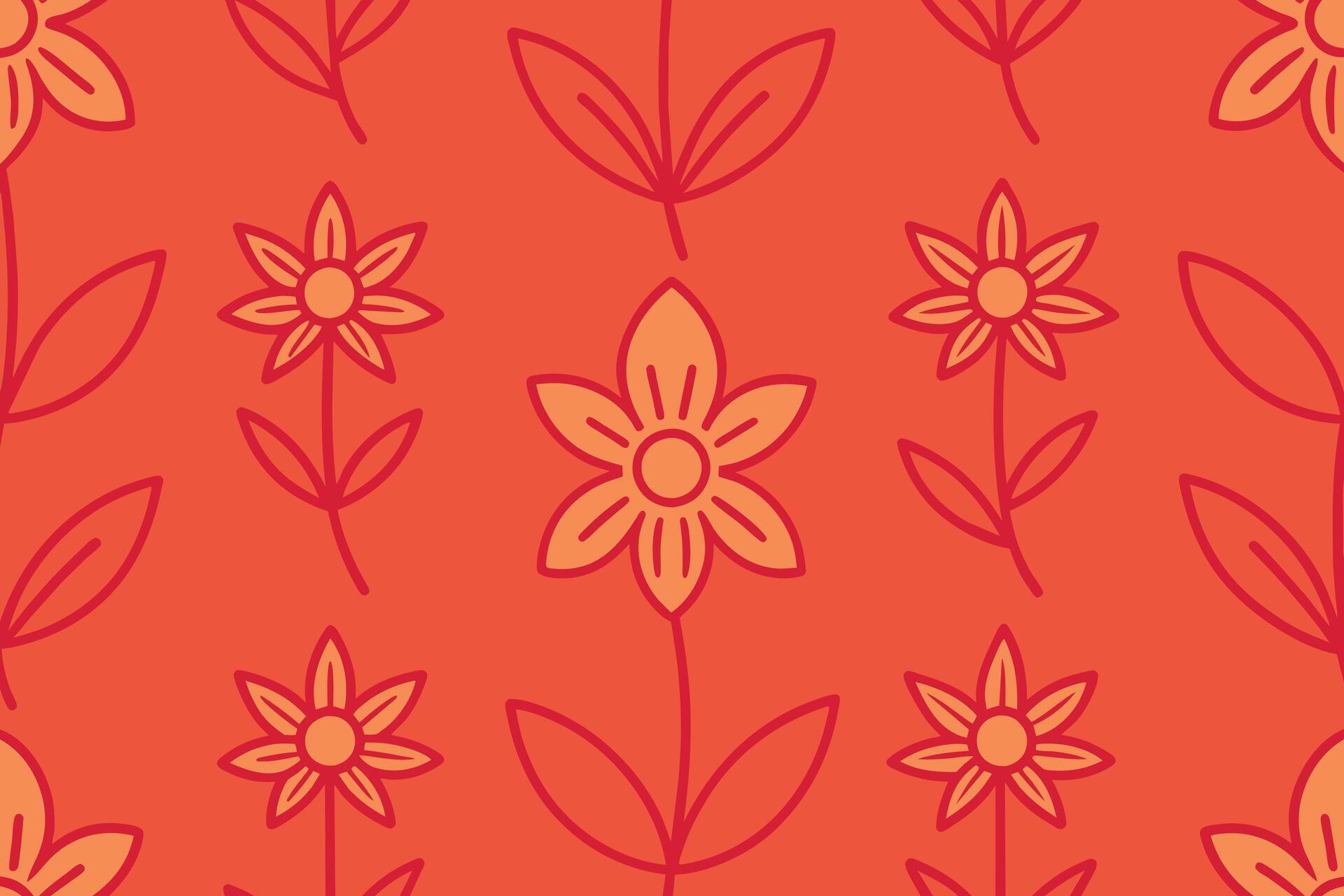 One Line Drawn Flower Face Seamless Pattern Stock Free