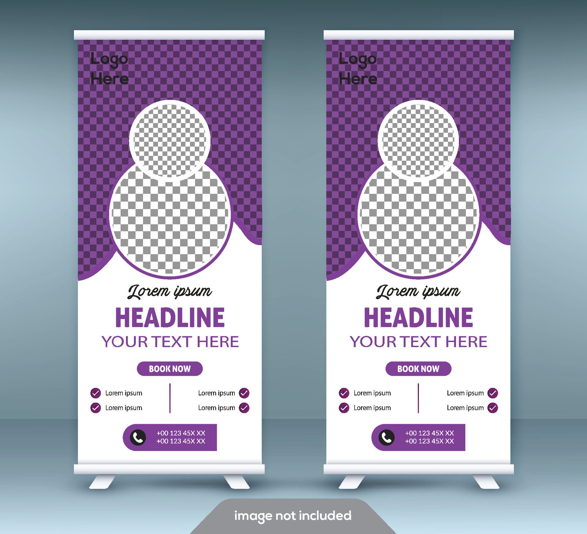 Roll up banner stand template design. Vertical banner template. Universal stand for conference, seminar, exhibitions Free Vector