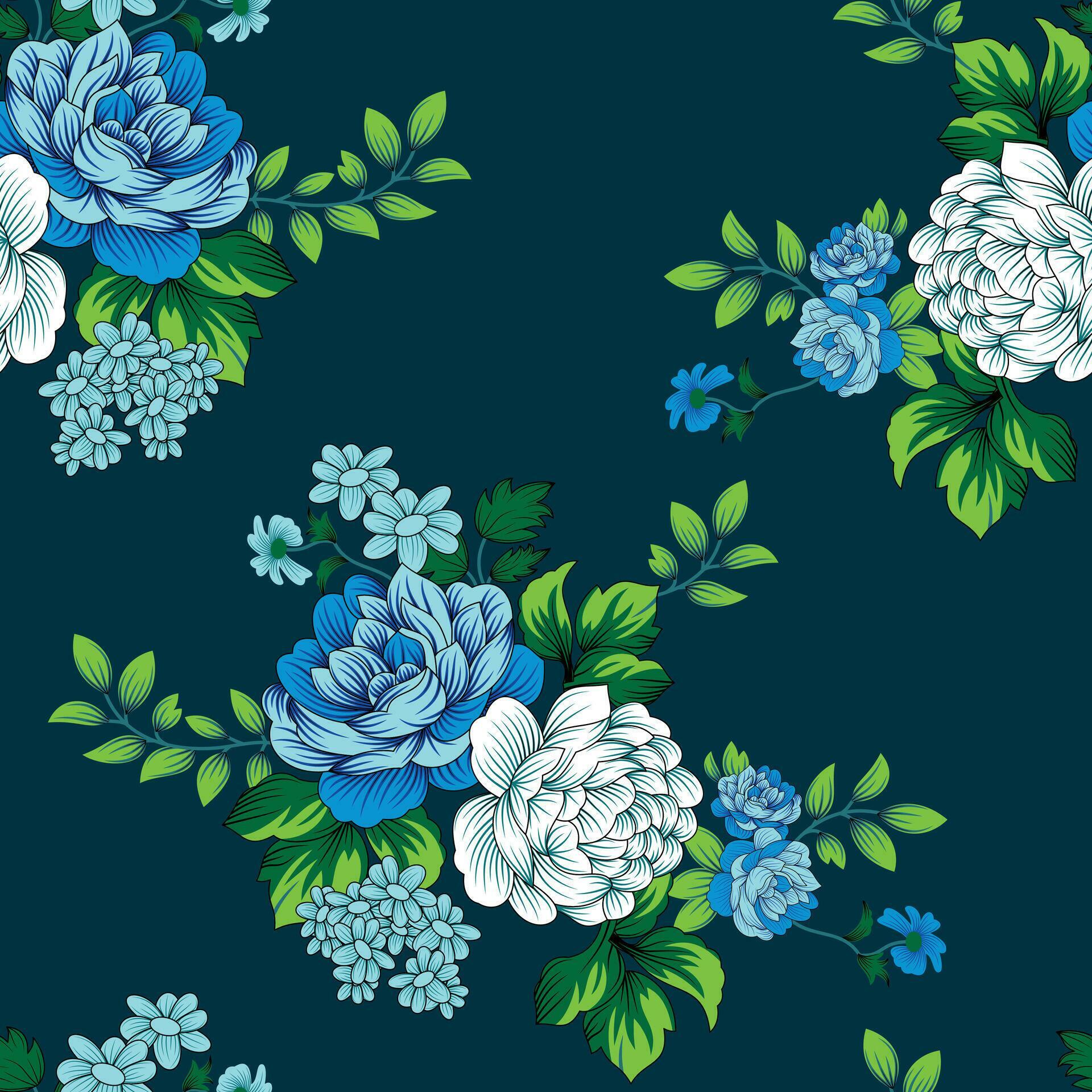 Cute floral pattern in the big flowers Stock Free