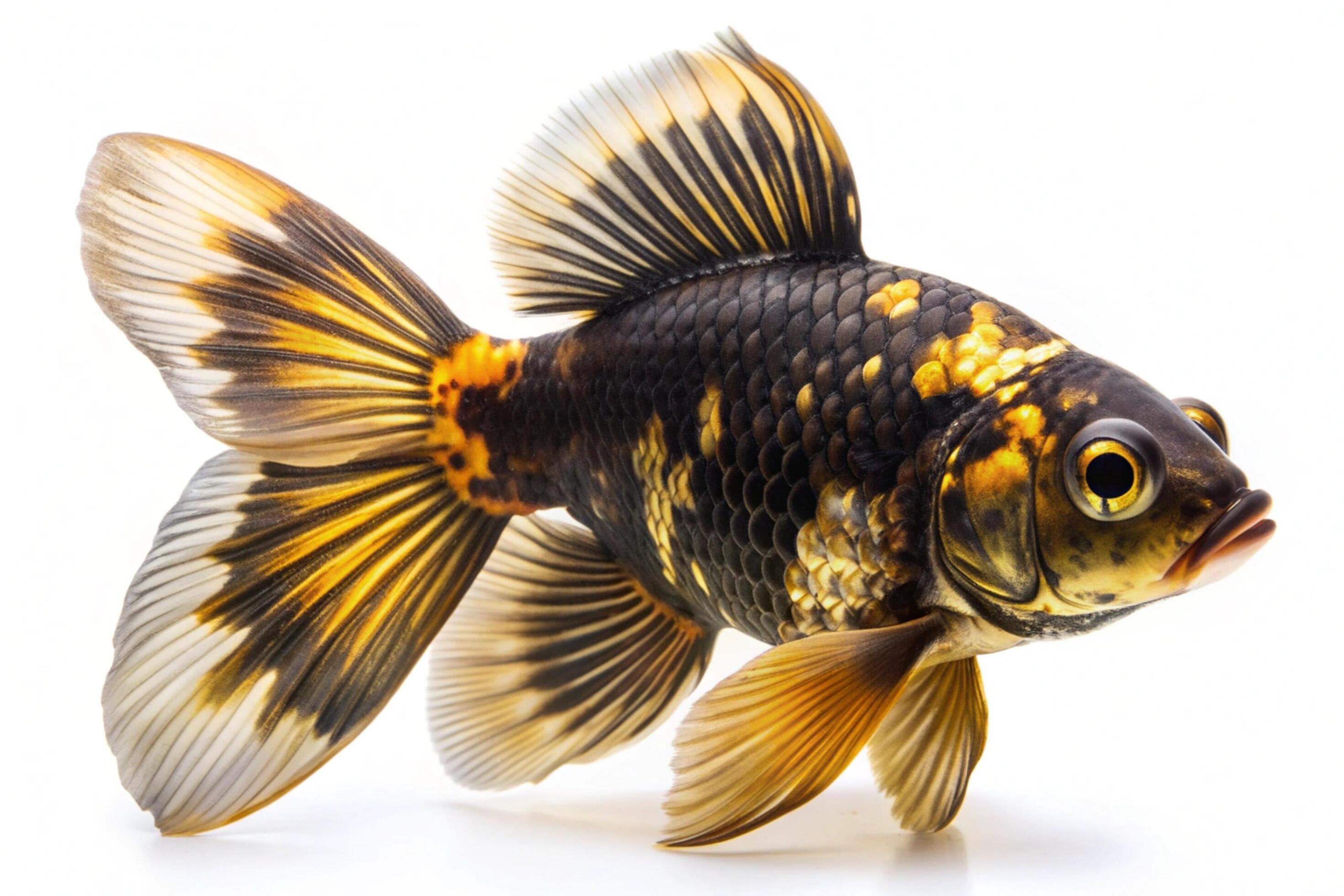 Black ornamental fish isolated on white background Stock Free