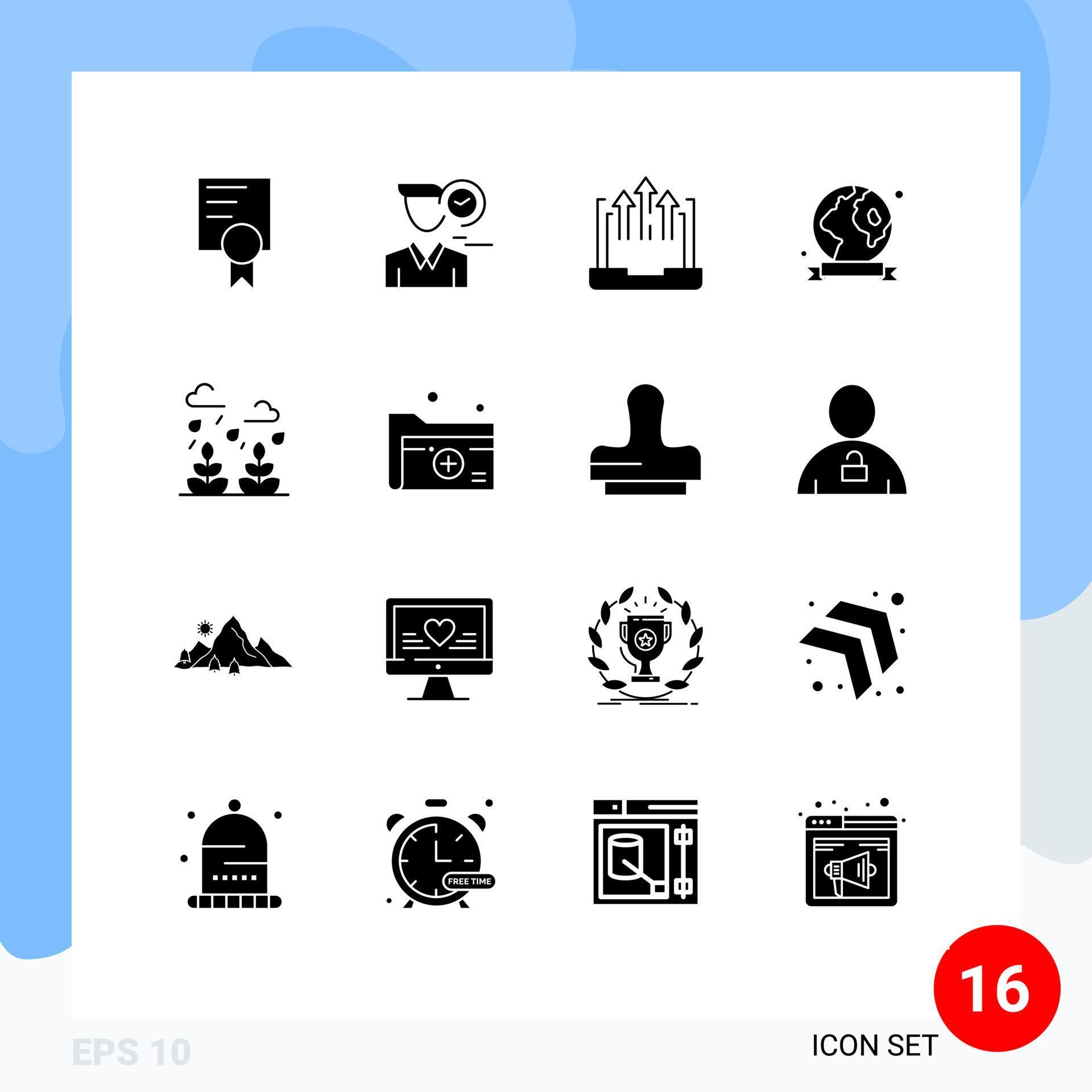 16 Thematic Vector Solid Glyphs and Editable Symbols of environment ecology arrow earth day report Editable Vector Design Elements Stock Free