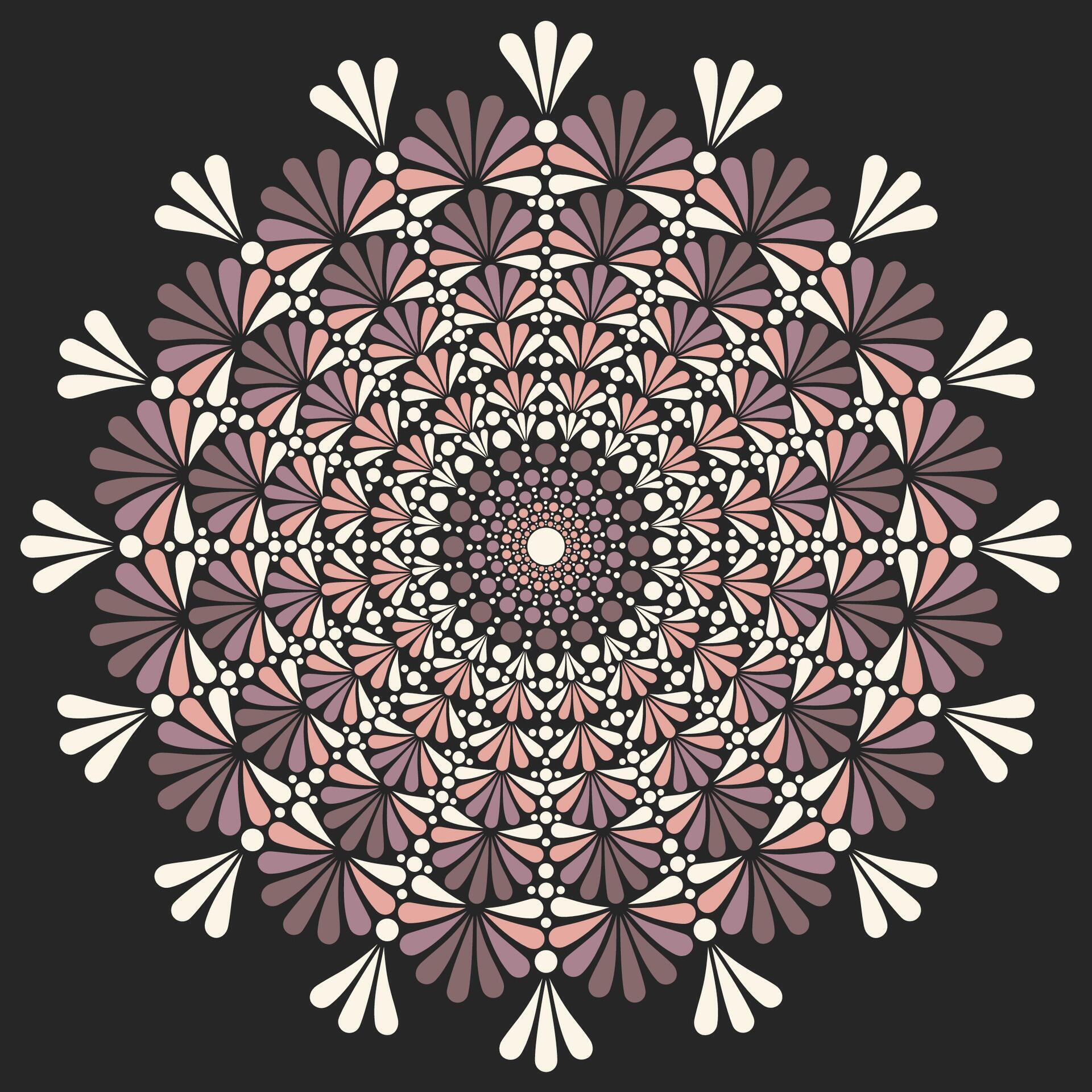 Flower mandala dot painting with black background. Stock Free