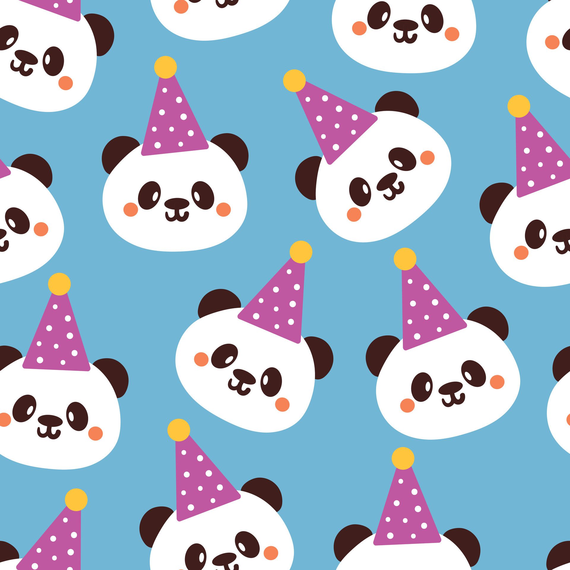 seamless pattern cute cartoon birthday panda Free Vector