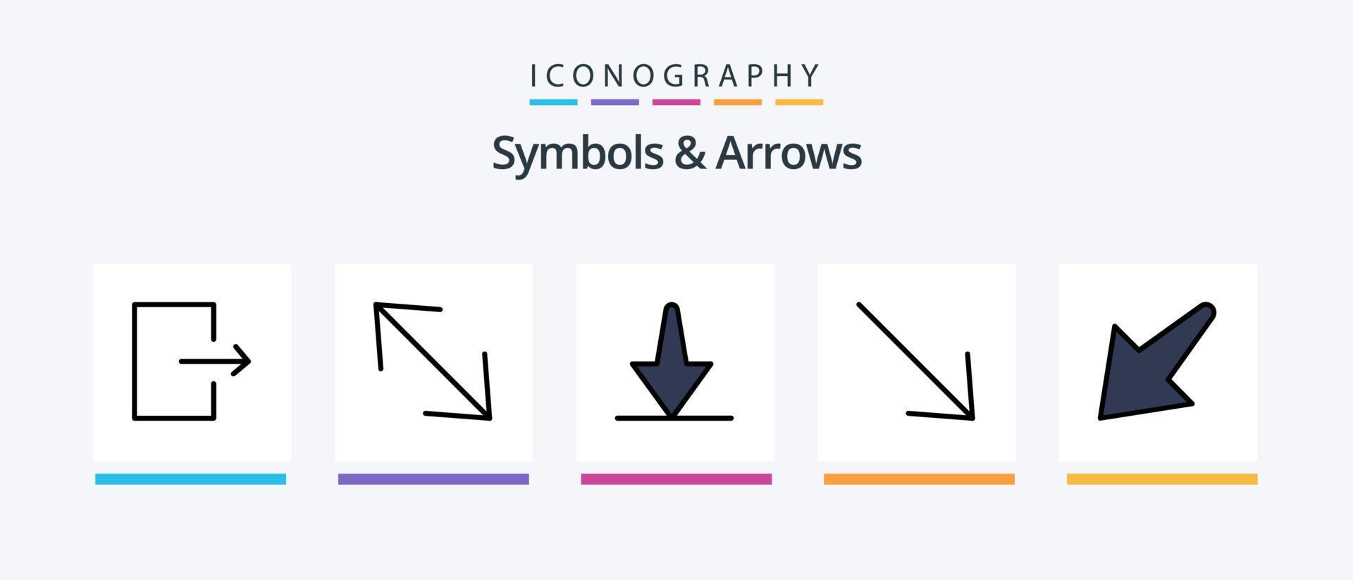 Symbols and Arrows Line Filled 5 Icon Pack Including . finish. down. Creative Icons Design Stock Free