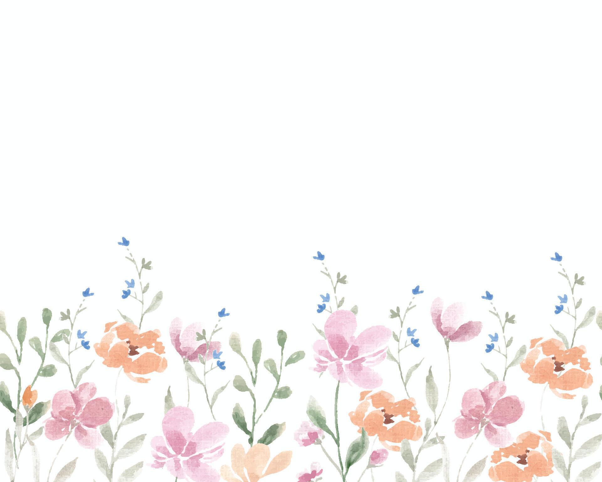 Pink and Yellow Wild Watercolor Flower Background Stock Free