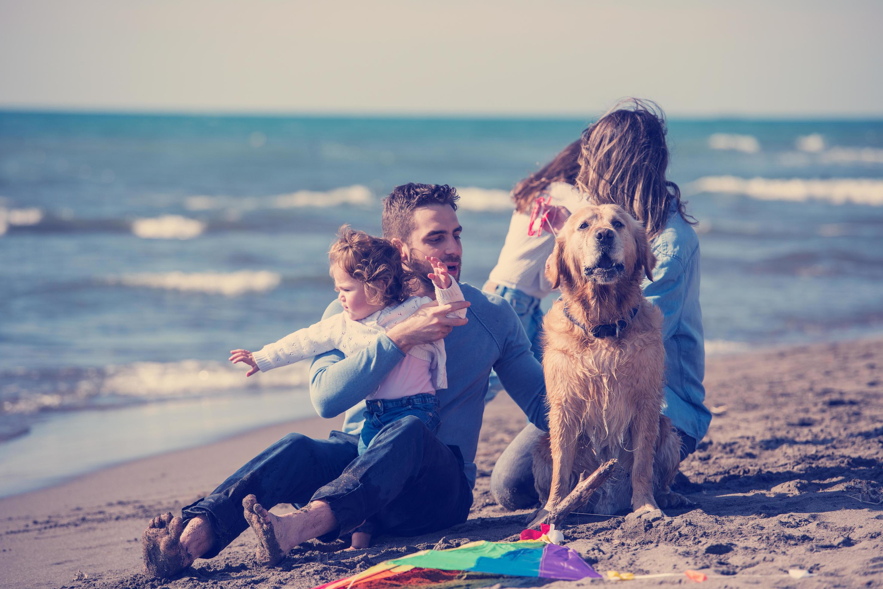 happy young family enjoying vecation during autumn day Stock Free