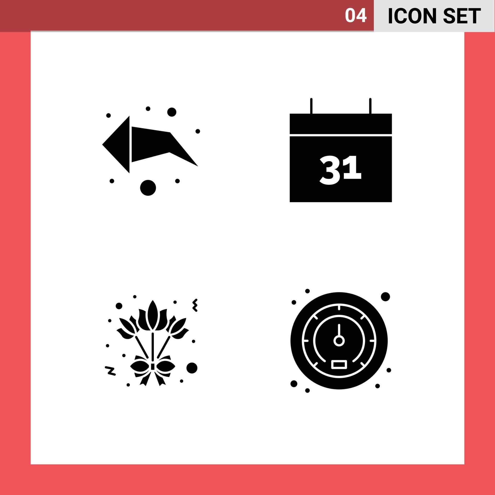 Group of Solid Glyphs Signs and Symbols for arrow meter calendar bouquet traffic Editable Vector Design Elements Stock Free