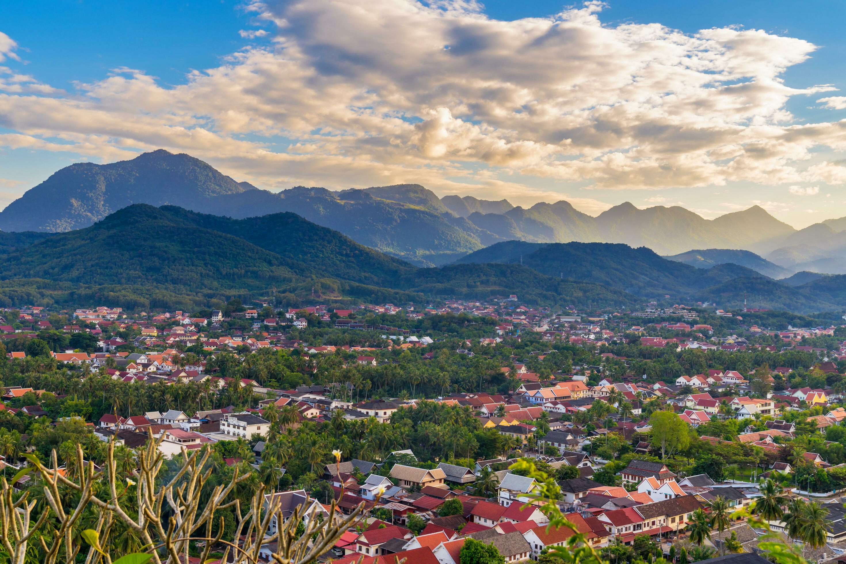 Viewpoint and beautiful landscape in luang prabang, Laos. Stock Free