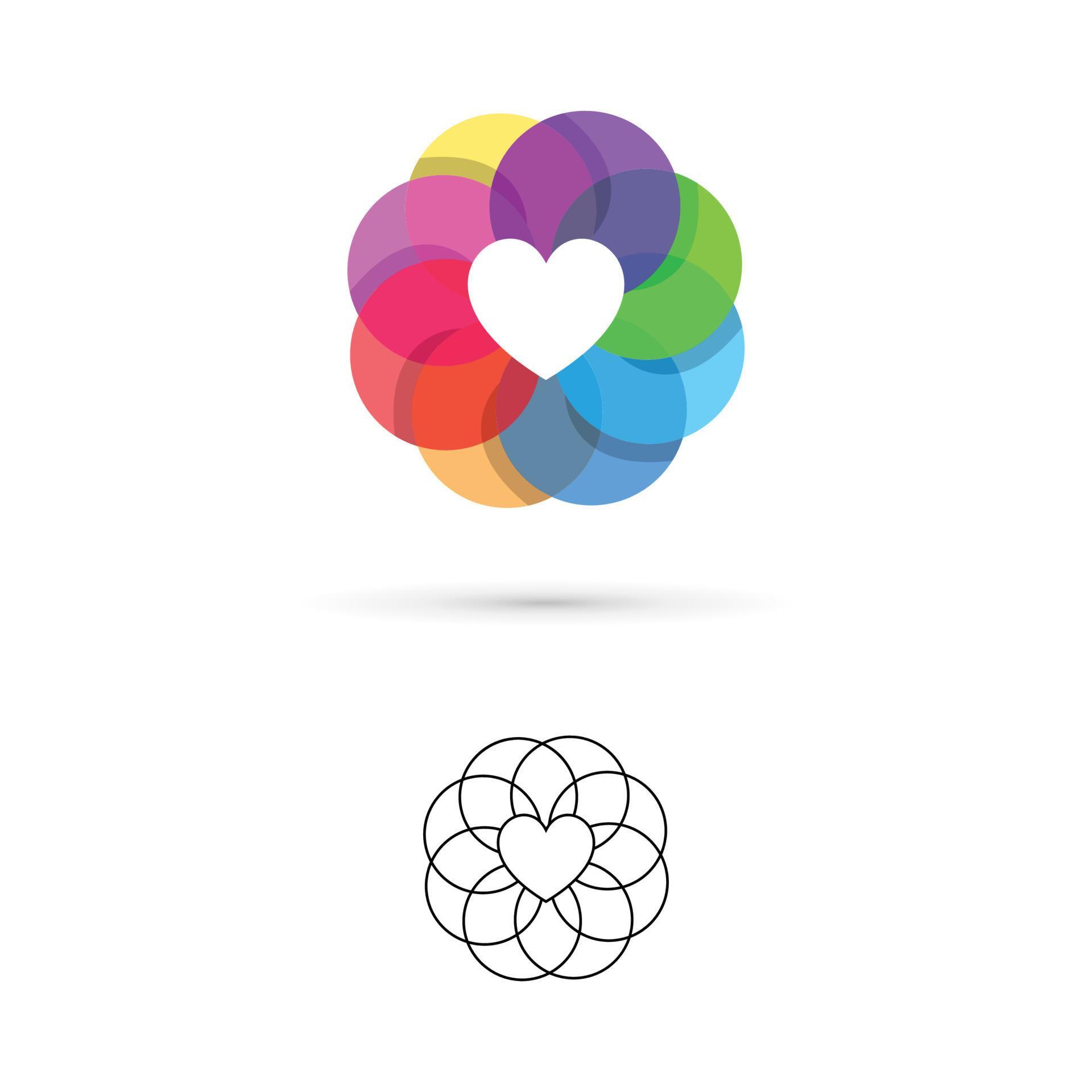 Colorful flower heart Love Logo Stock Free and Free SVG