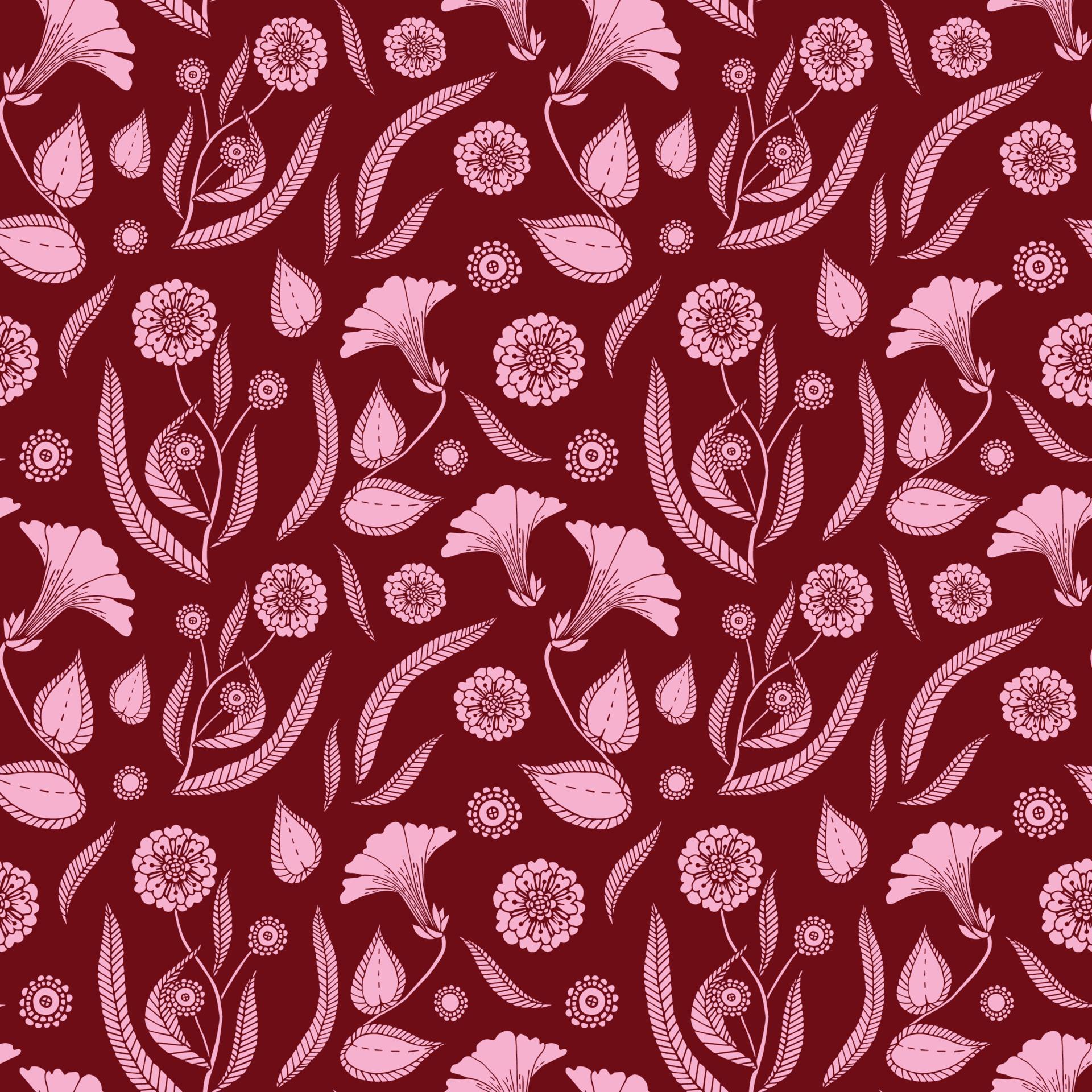 
									Seamless pattern with delicate flowers and leaves. Vector illustration. Stock Free