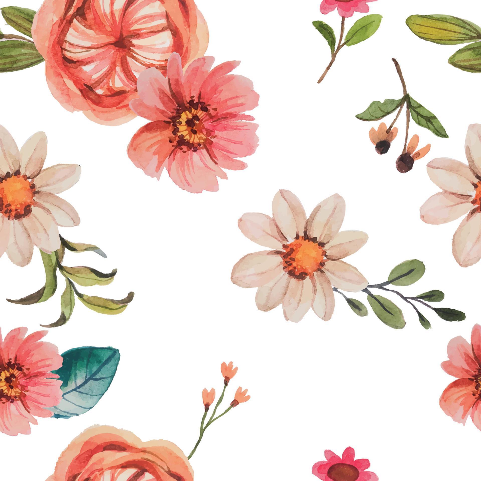 seamless pattern watercolor flower Stock Free