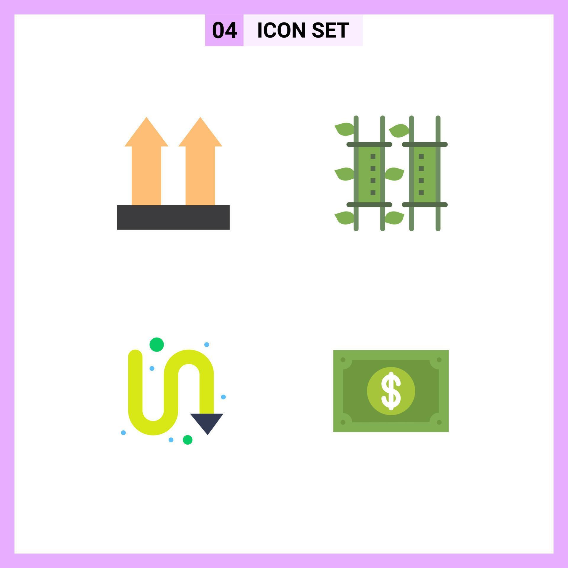 Group of 4 Flat Icons Signs and Symbols for arrows arrows up relax indicator Editable Vector Design Elements Stock Free