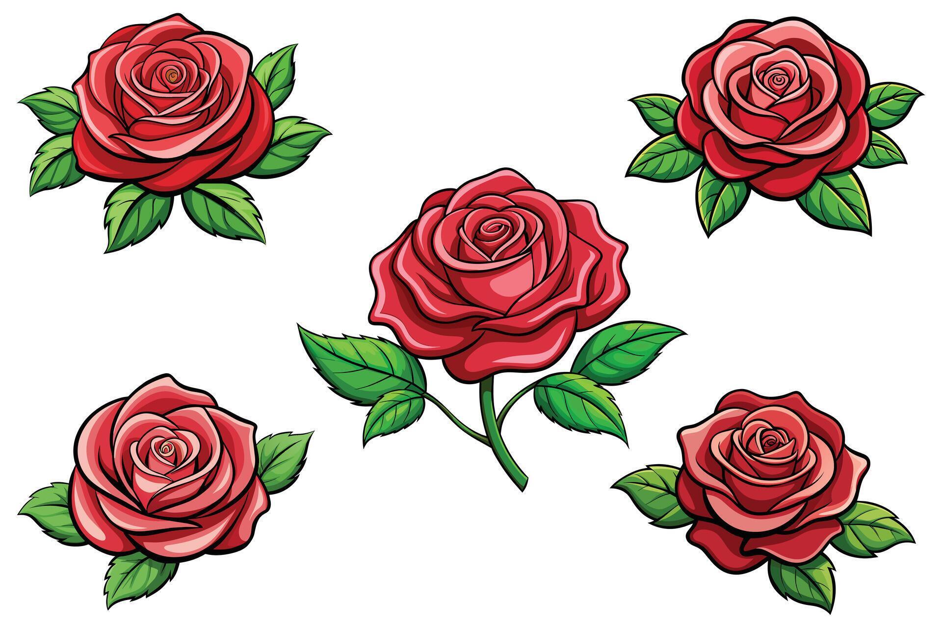 Rose flower set vector design illustration Stock Free