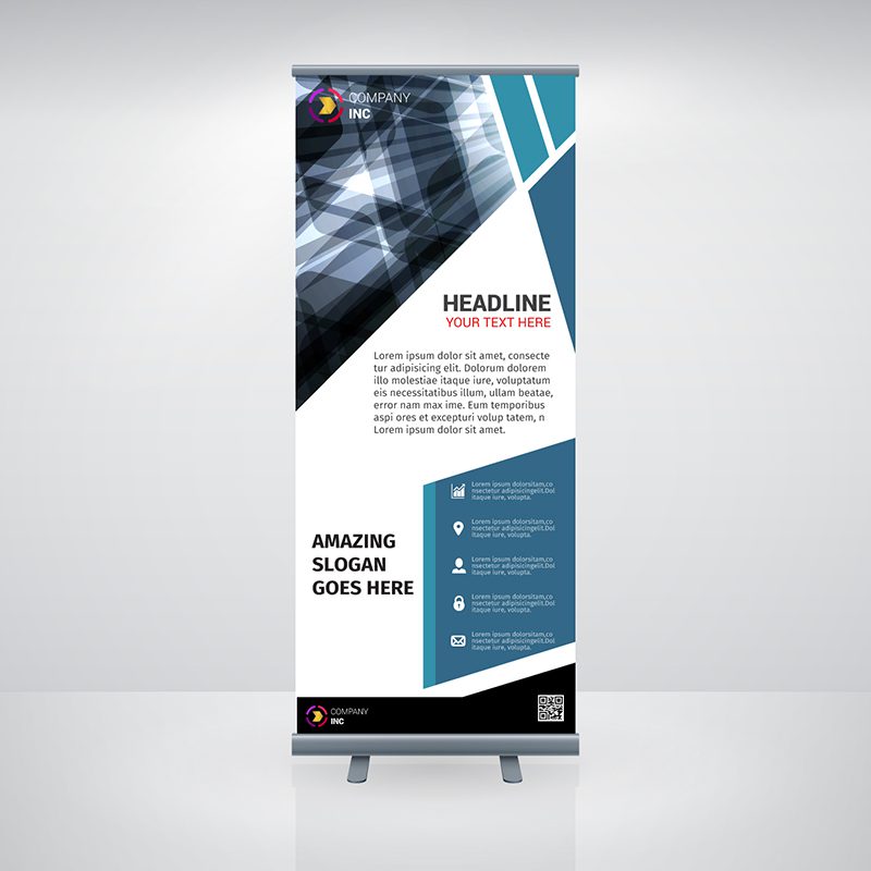 Blue Business Roll Up Banner Free Vector and Free SVG