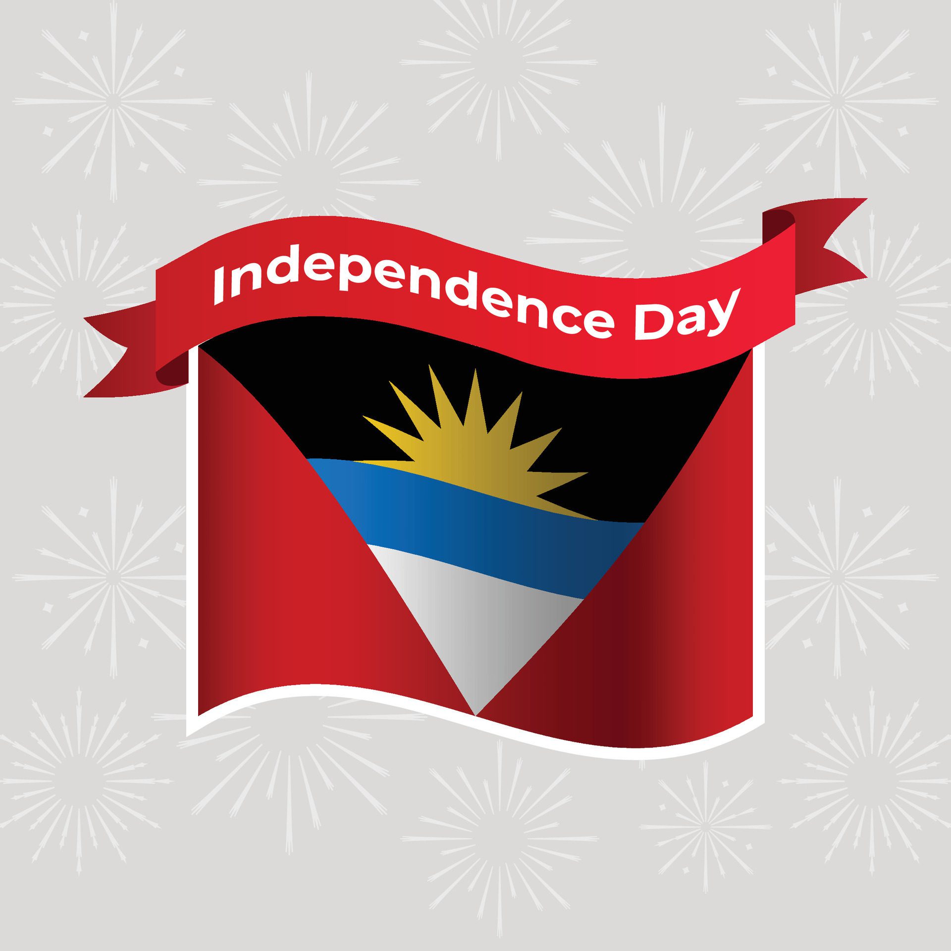 Antigua and Barbuda Wavy Flag Independence Day Banner Background Free Vector