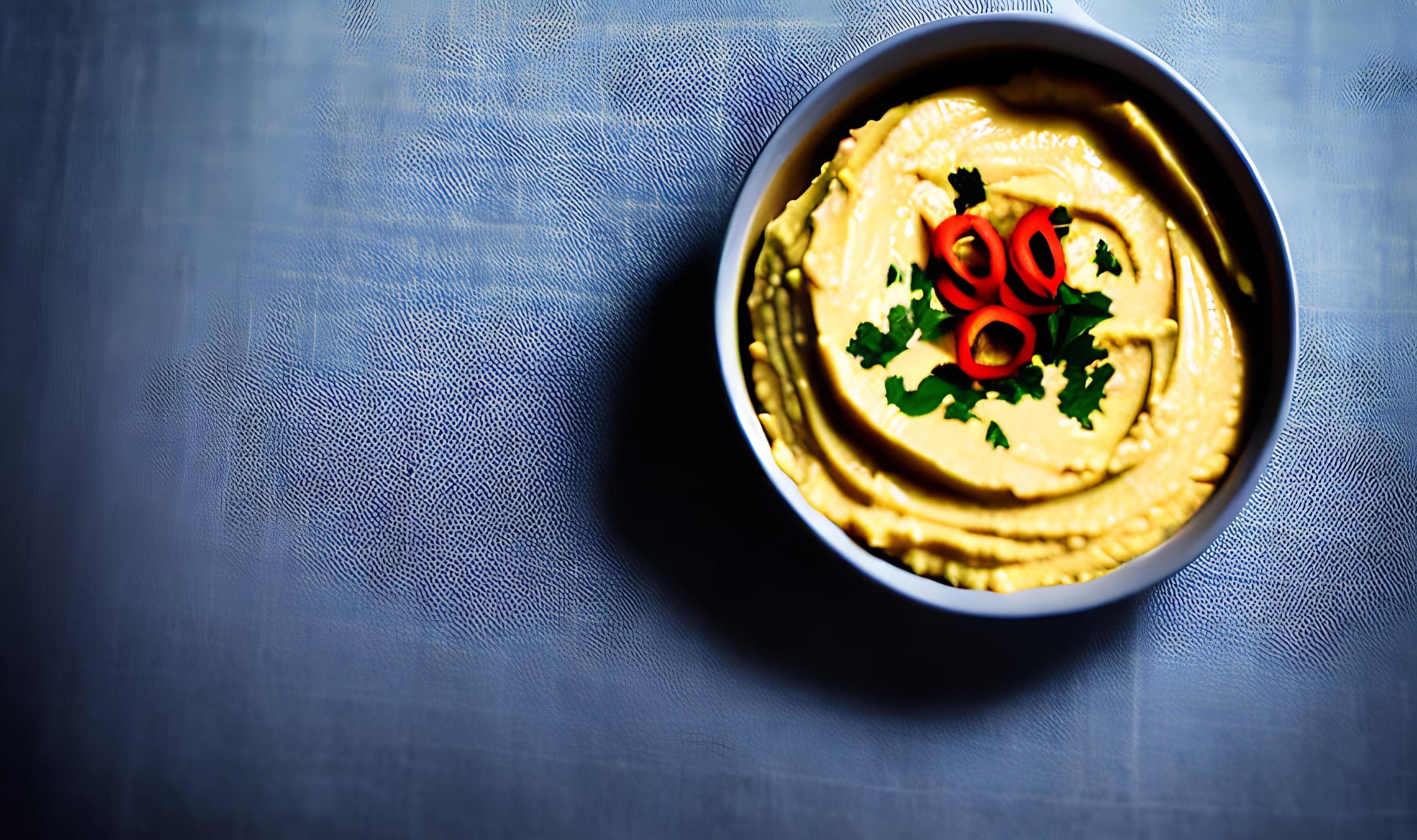 Healthy food. Traditional freshly made organic hummus. Stock Free