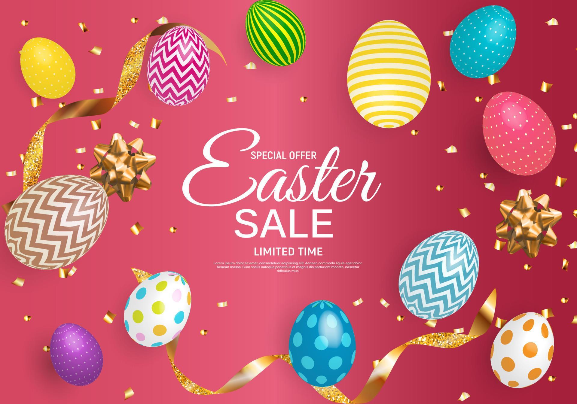 Abstract Easter Sale Template Background Vector Illustration Stock Free