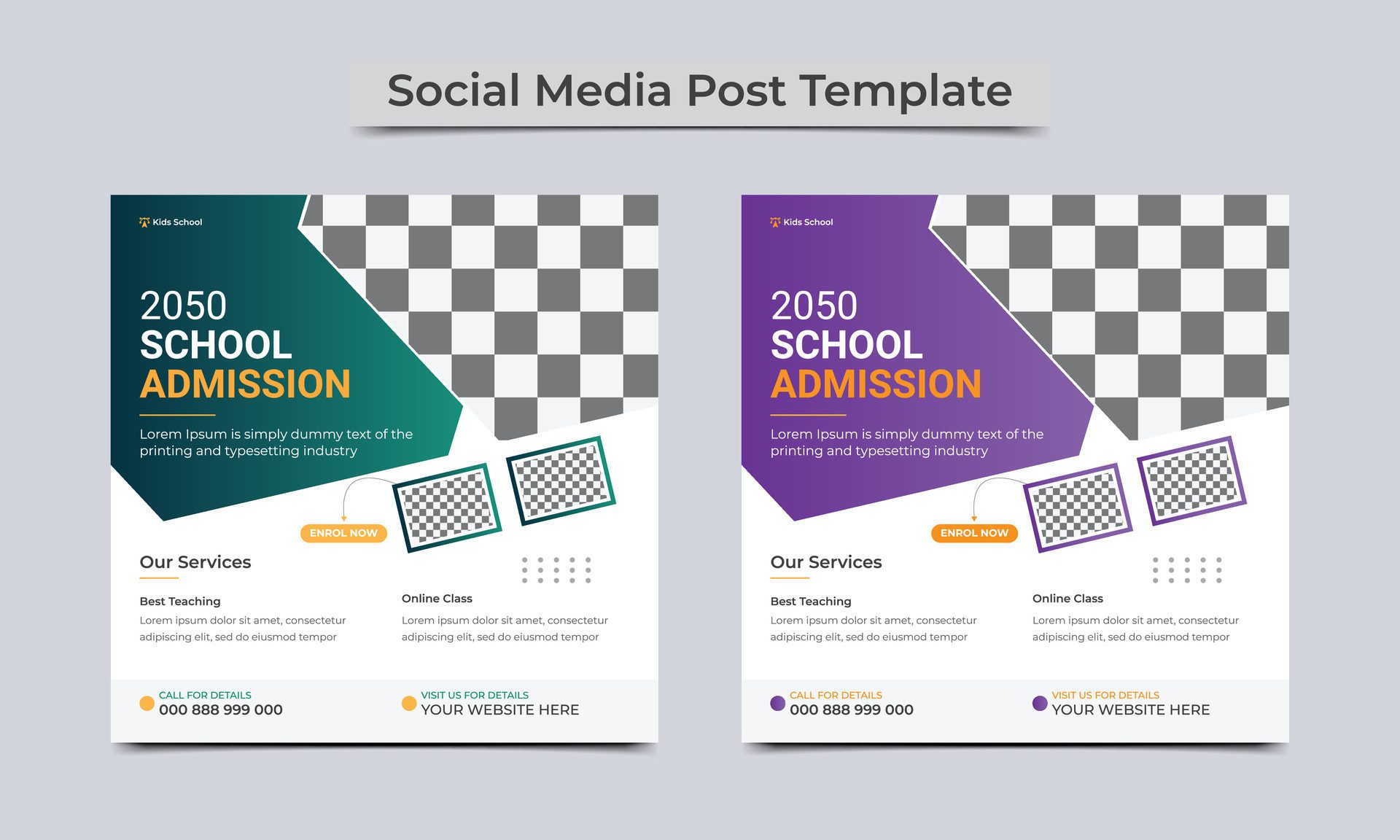 School education admission social media post square banner template design. vector illustration. Free Vector