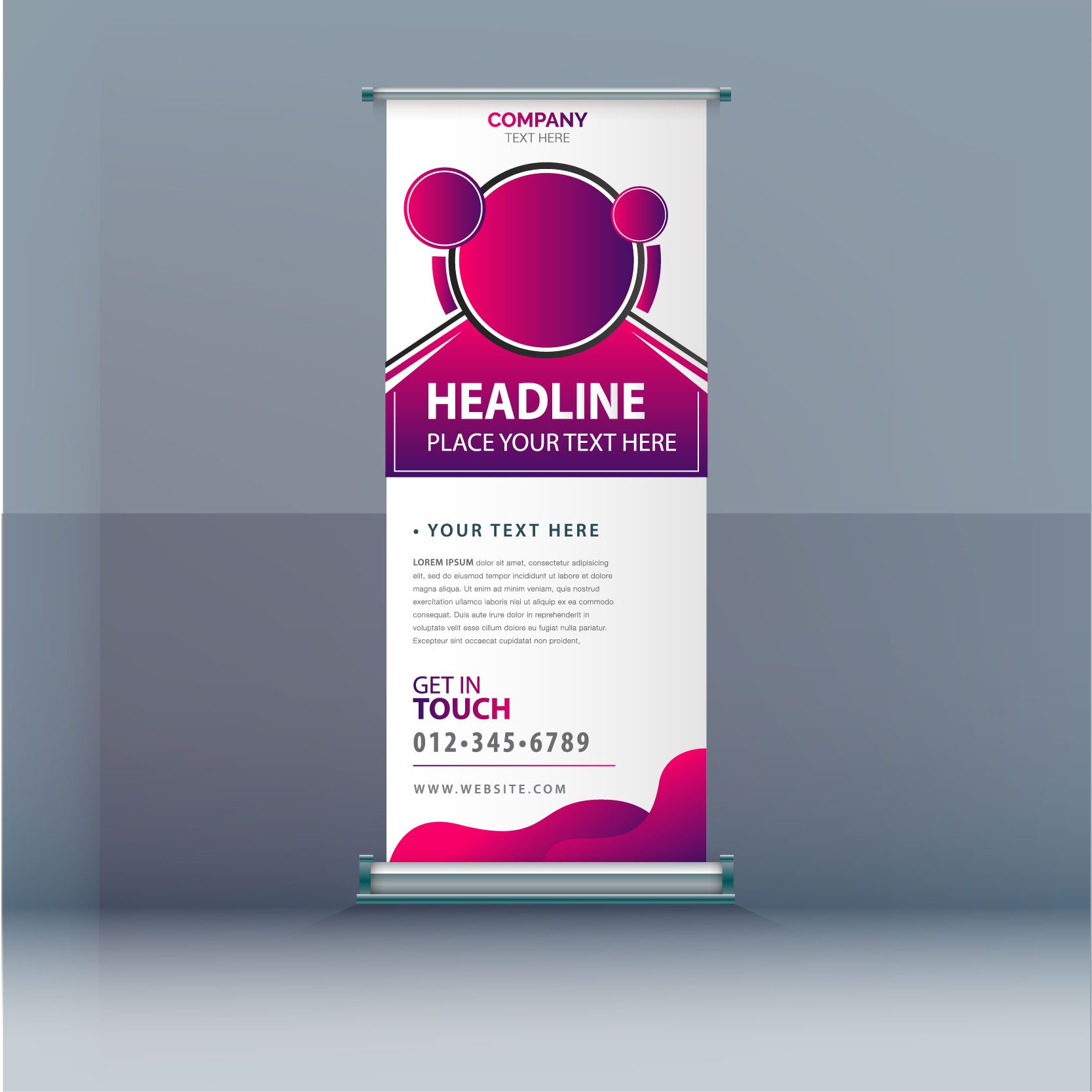 Pink Roll Up Banner Free Vector