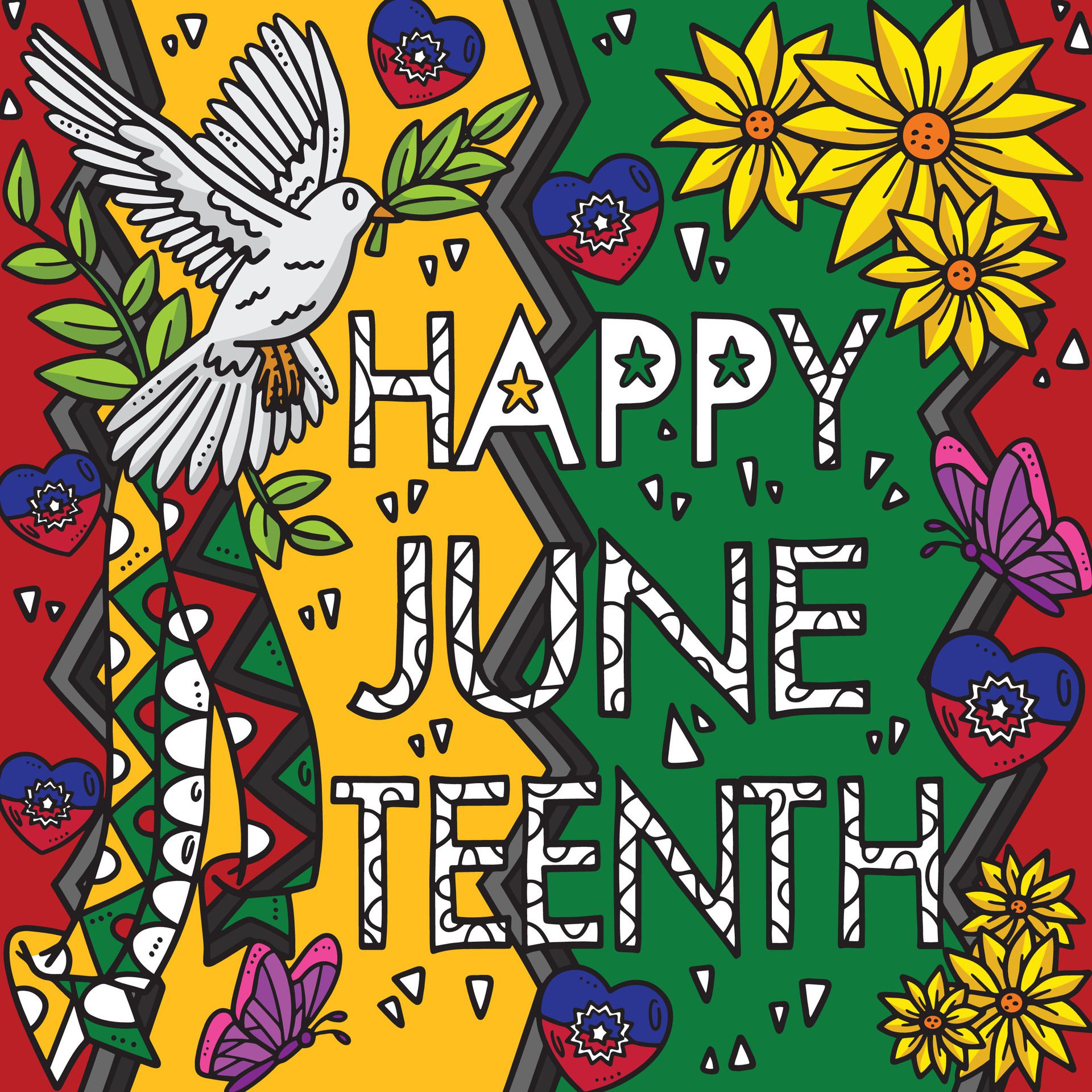 Happy Juneteenth Banner Colored Cartoon Free Vector