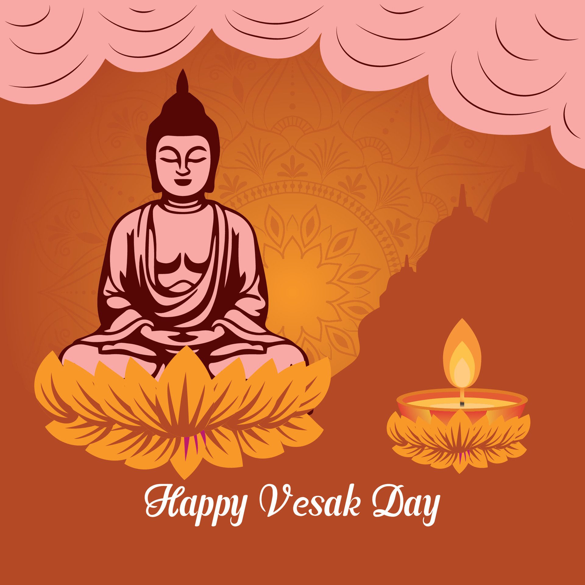 Flat vesak day illustration festival celebration and vesak day Banner Free Vector