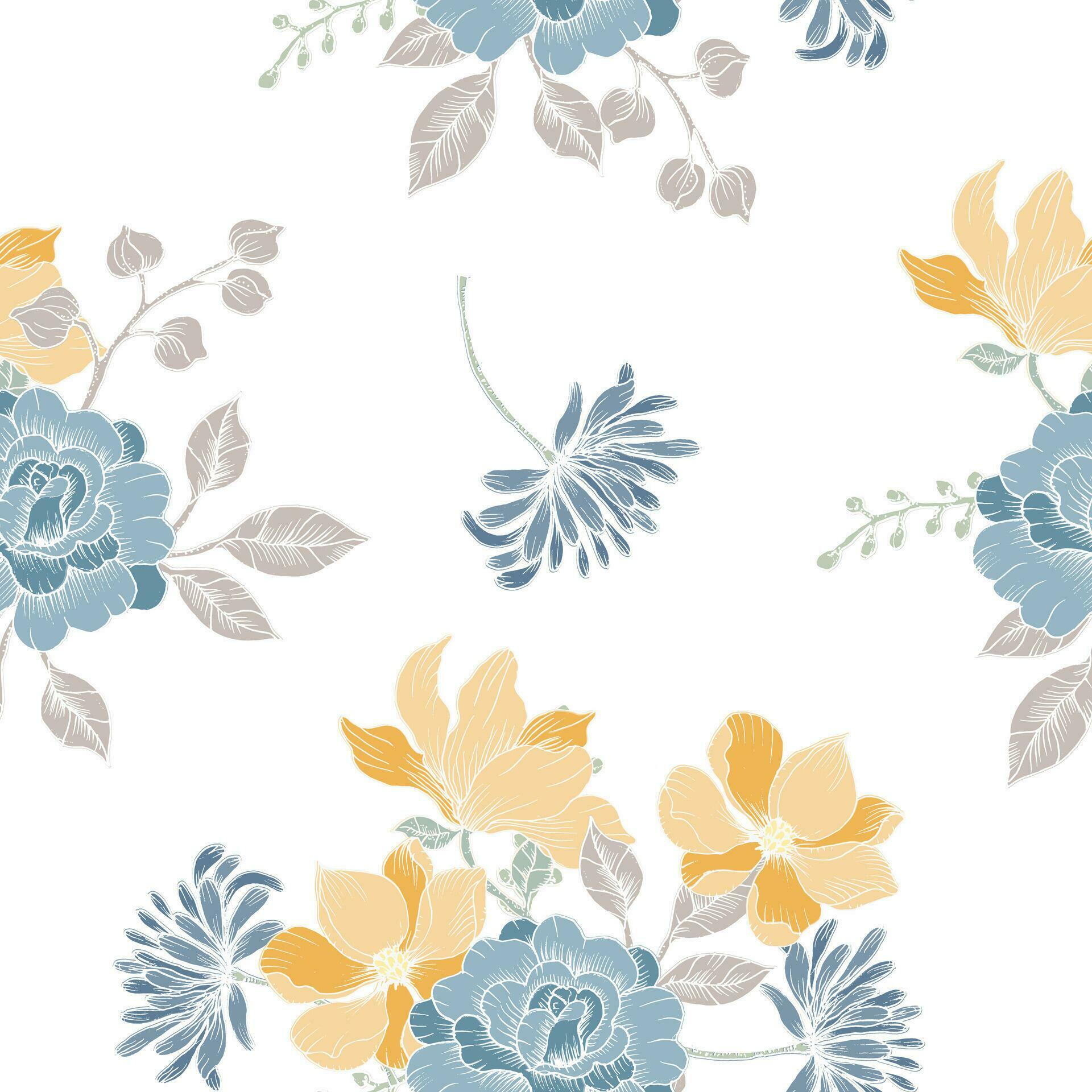 Hand Drawn Rose and Magnolia Flower Seamless Pattern Stock Free and Free SVG