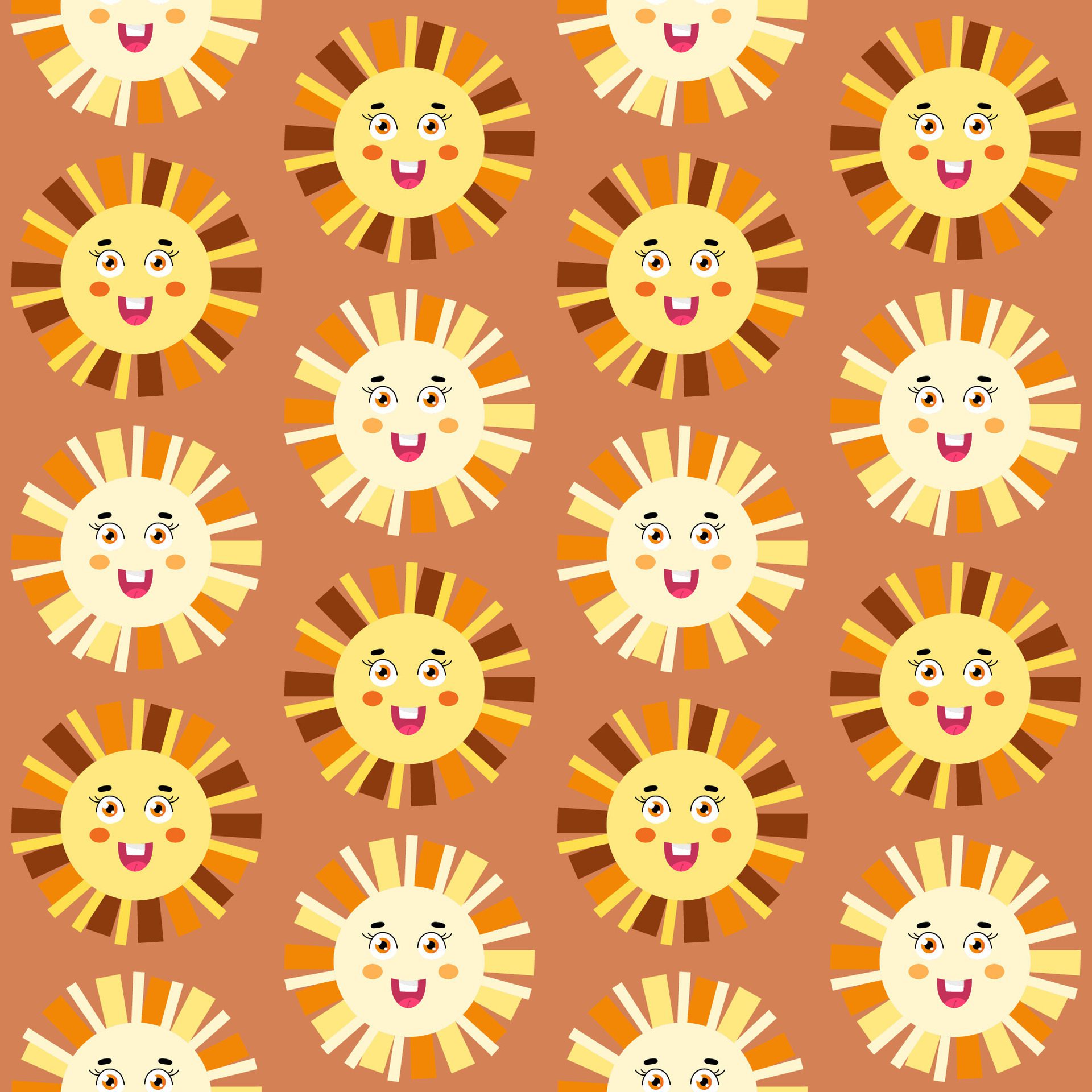 Abstract seamless pattern with simple geometric sun. Happy cute sun. Illustratoin for kids design, textile decoration Free Vector