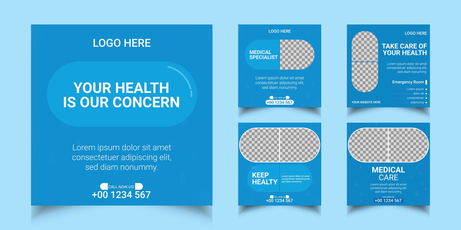 Healthcare medical banner and social media post template Free Vector