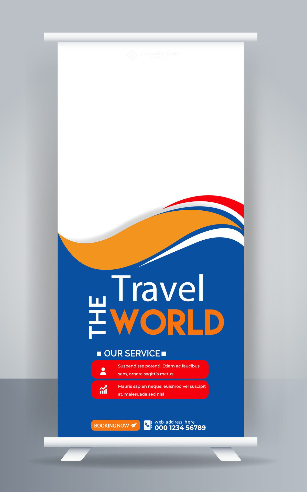 Enjoy holiday roll up banner design. Travel and tourism agency standee design template. Free Vector