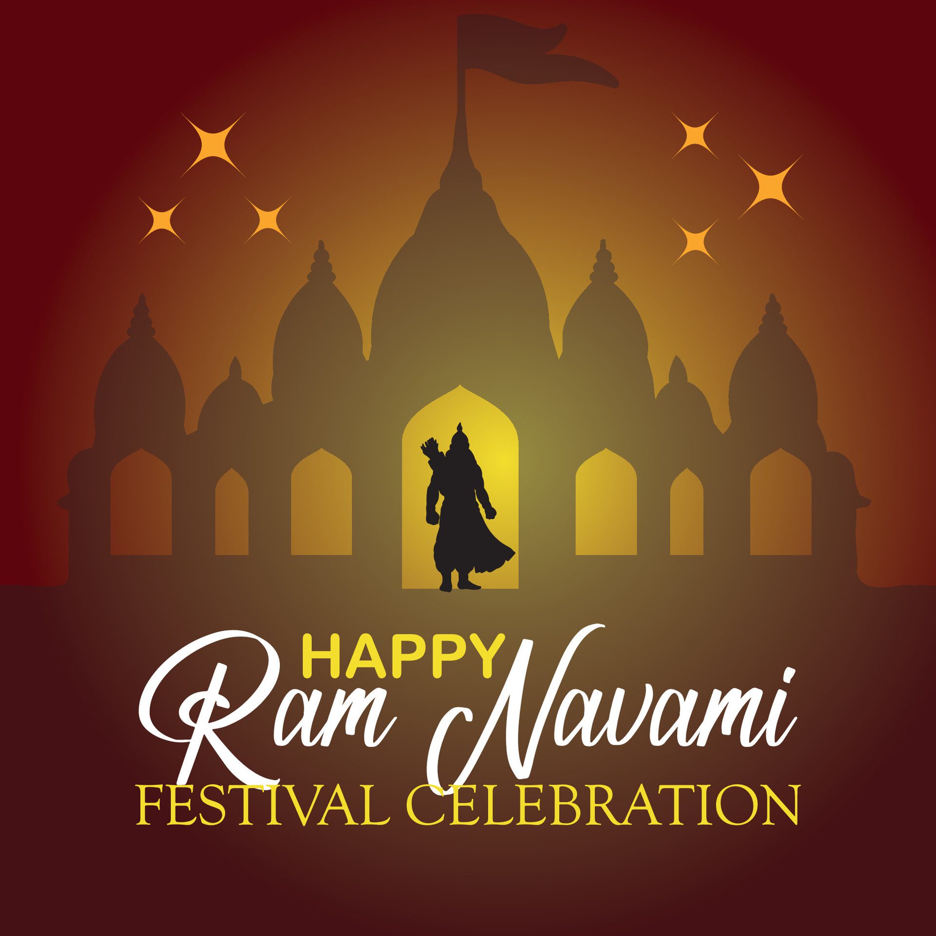 Happy Ram Navami cultural Banner Hindu festival vertical post wishes celebration card Ram Navami celebration background Free Vector