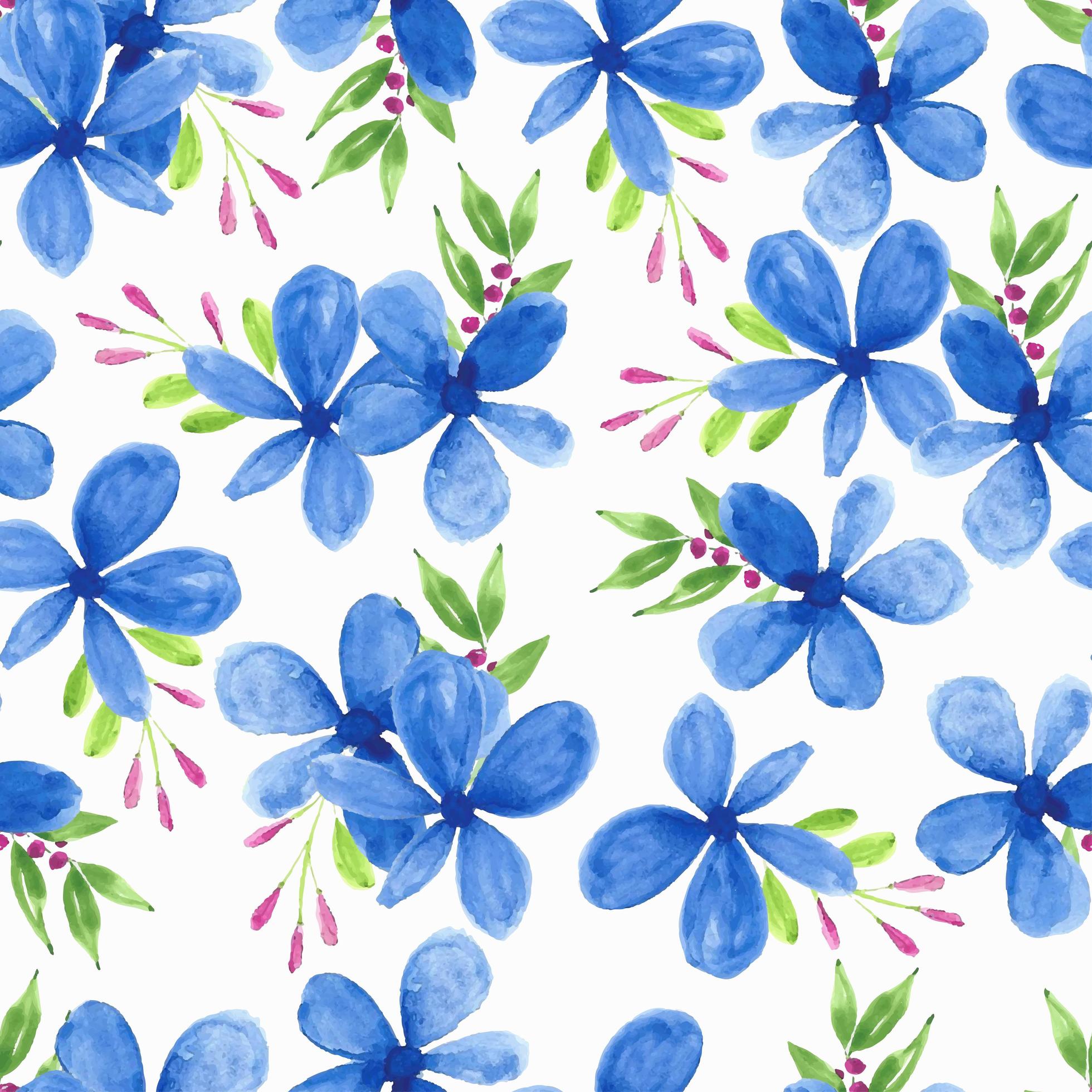 Blue petal flower watercolor pattern Stock Free