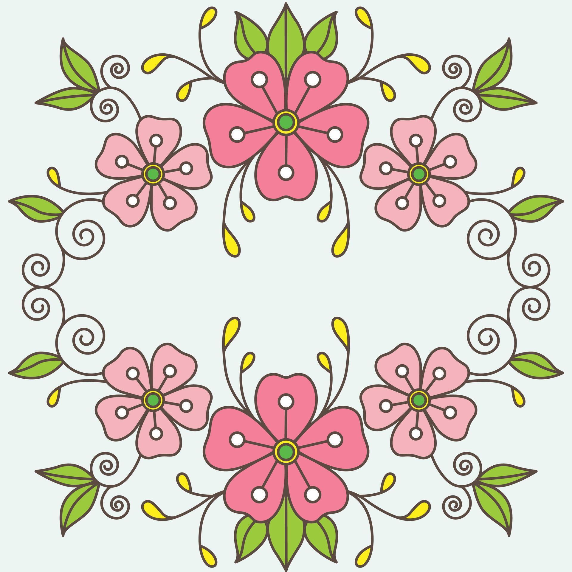 Pink beige flower wreath frame, flower arrangement illustration Stock Free