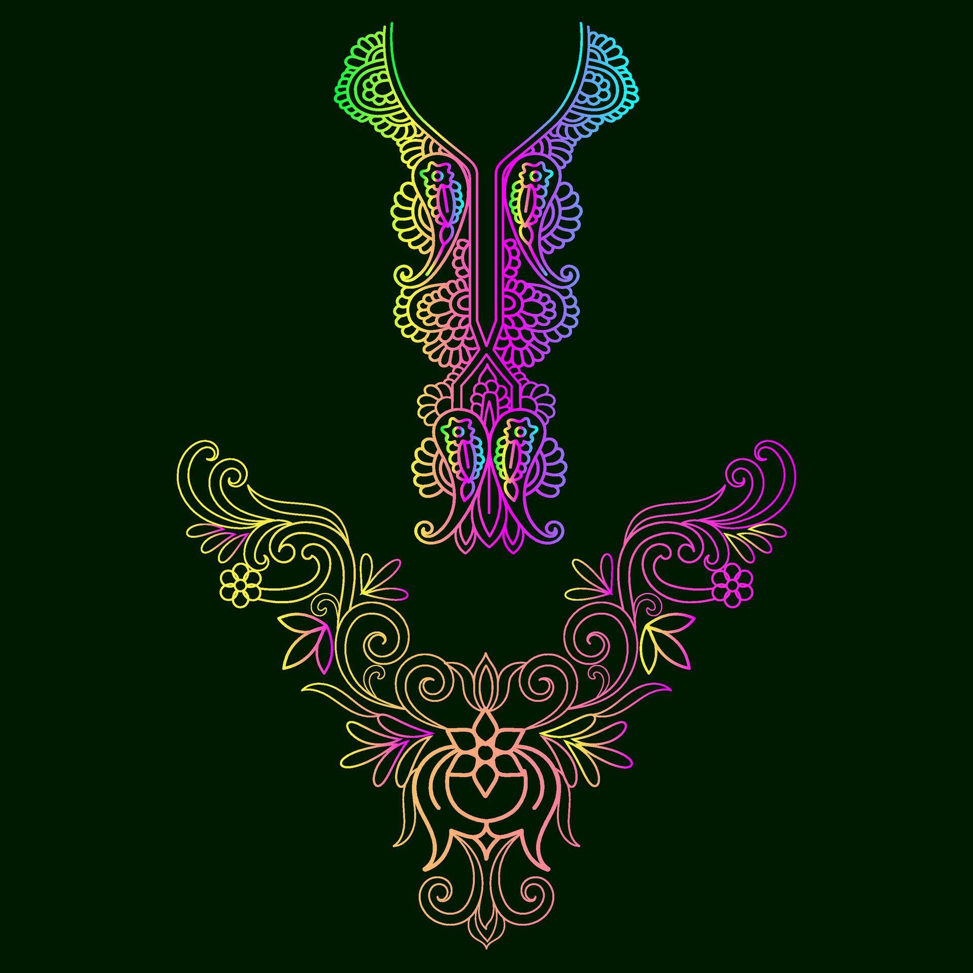 Rainbow color line art floral vector illustration, colorful vintage decorative vector template, rainbow color flower ornaments. Stock Free and Free SVG