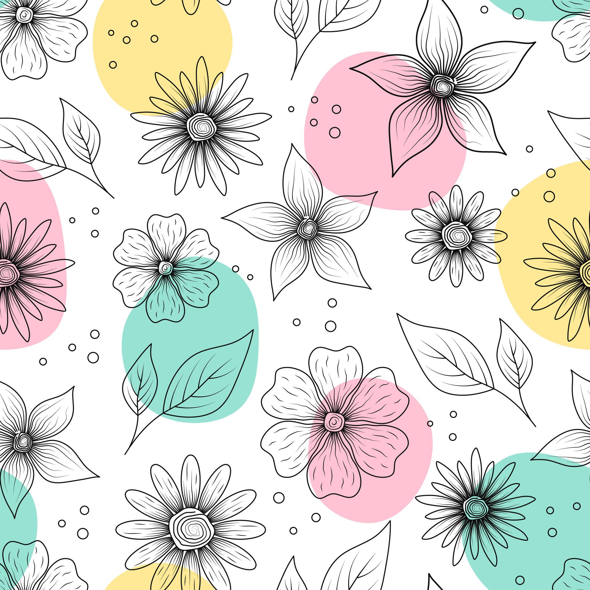 Seamless pattern with flowers. Scandinavian motifs Free Vector