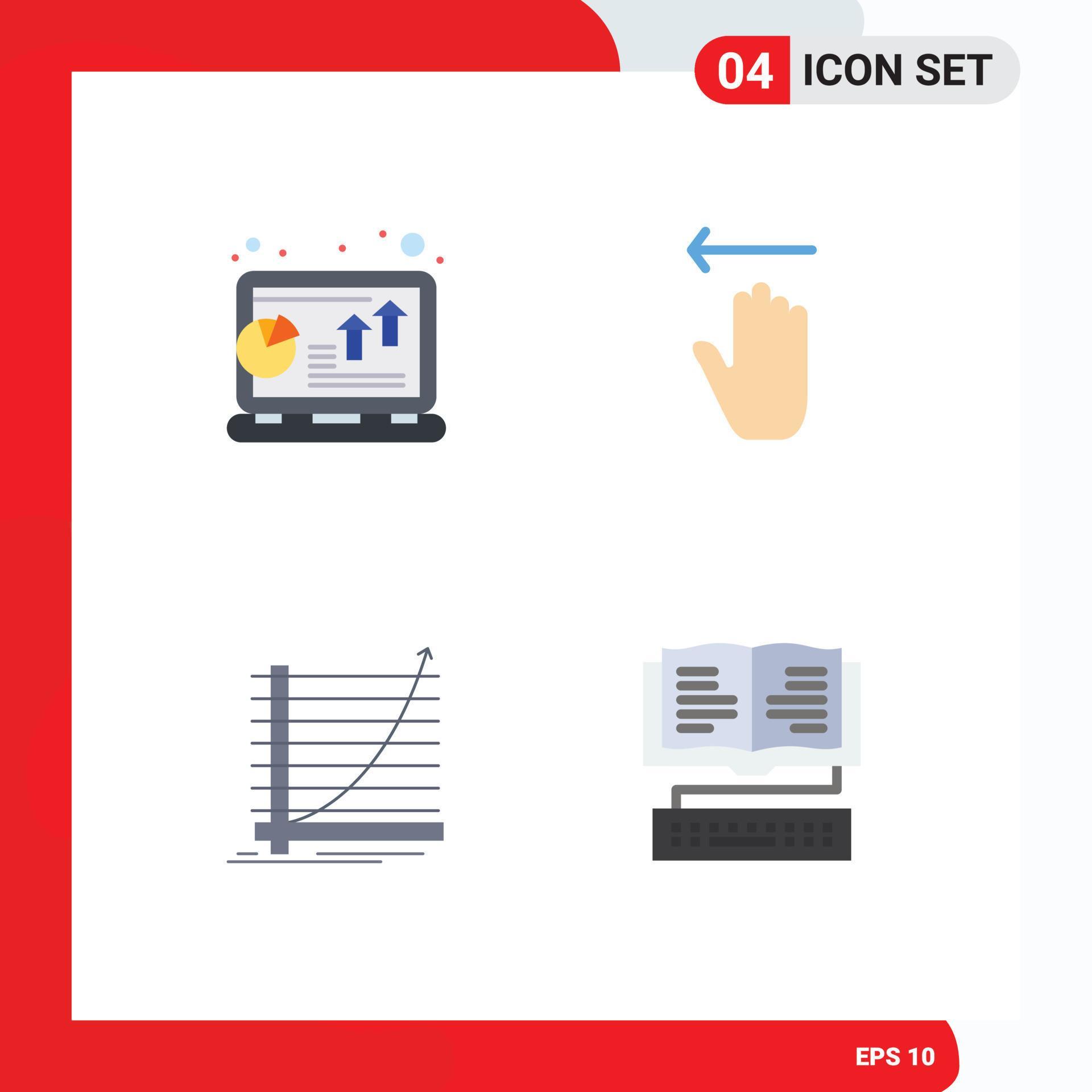 Pack of 4 Modern Flat Icons Signs and Symbols for Web Print Media such as analysis arrow laptop arrow curve Editable Vector Design Elements Stock Free