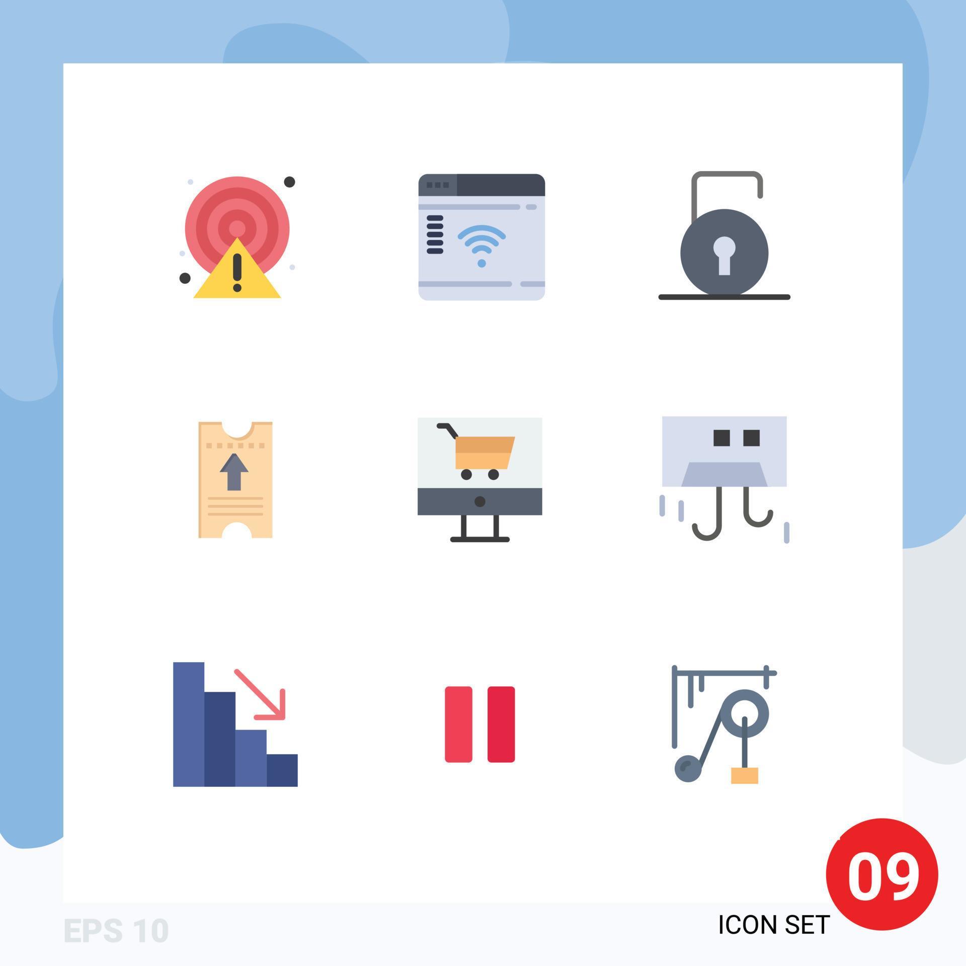 Set of 9 Modern UI Icons Symbols Signs for ecommerce arrow key hotel ticket Editable Vector Design Elements Stock Free