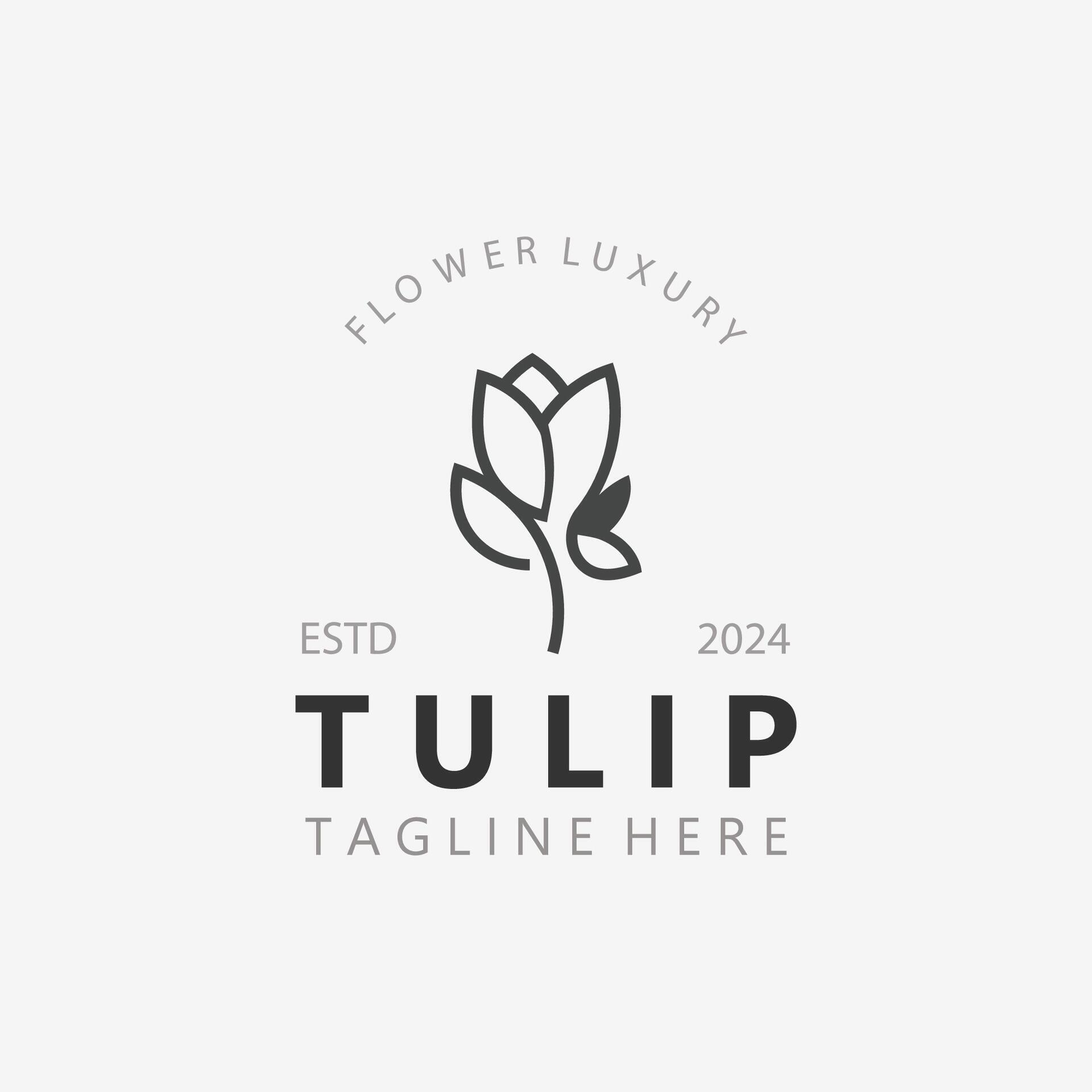 Tulip Flower logo with leaves design, suitable for fashion, beauty spa and boutique emblem business Stock Free