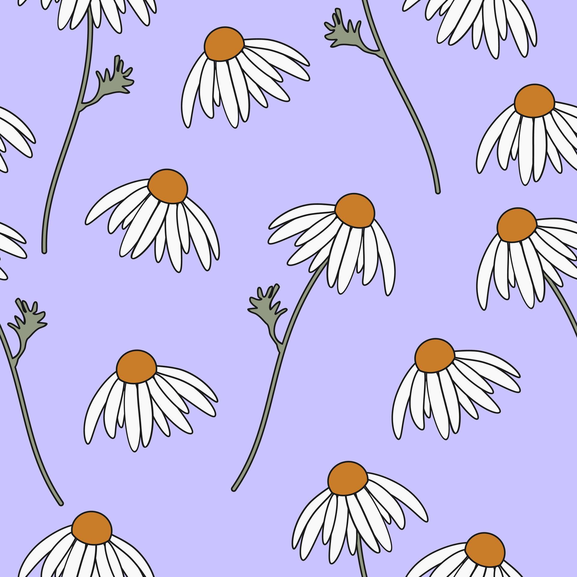 Beautiful daisy flower seamless pattern background Stock Free