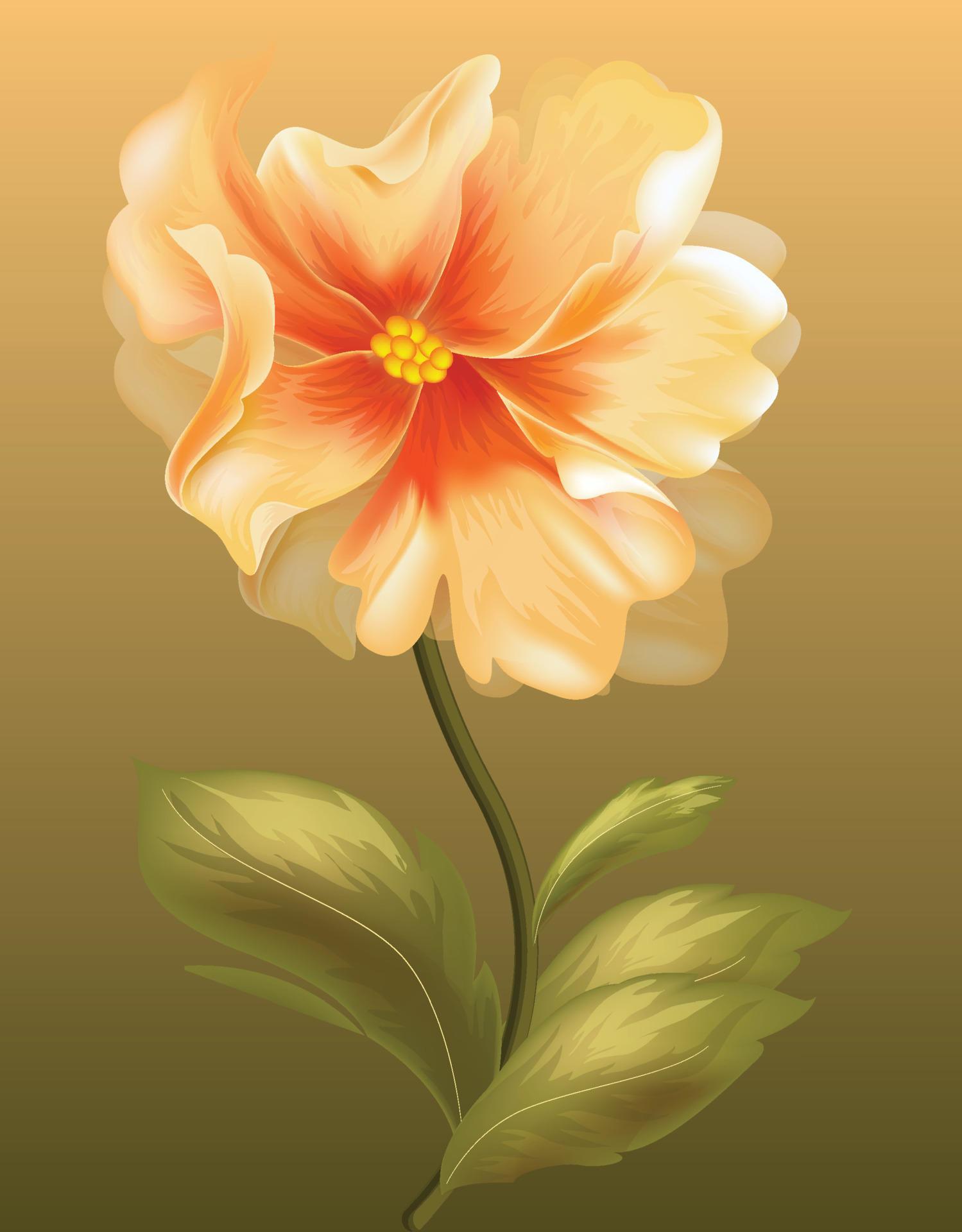 flower painting colored classical handdrawn sketch Stock Free