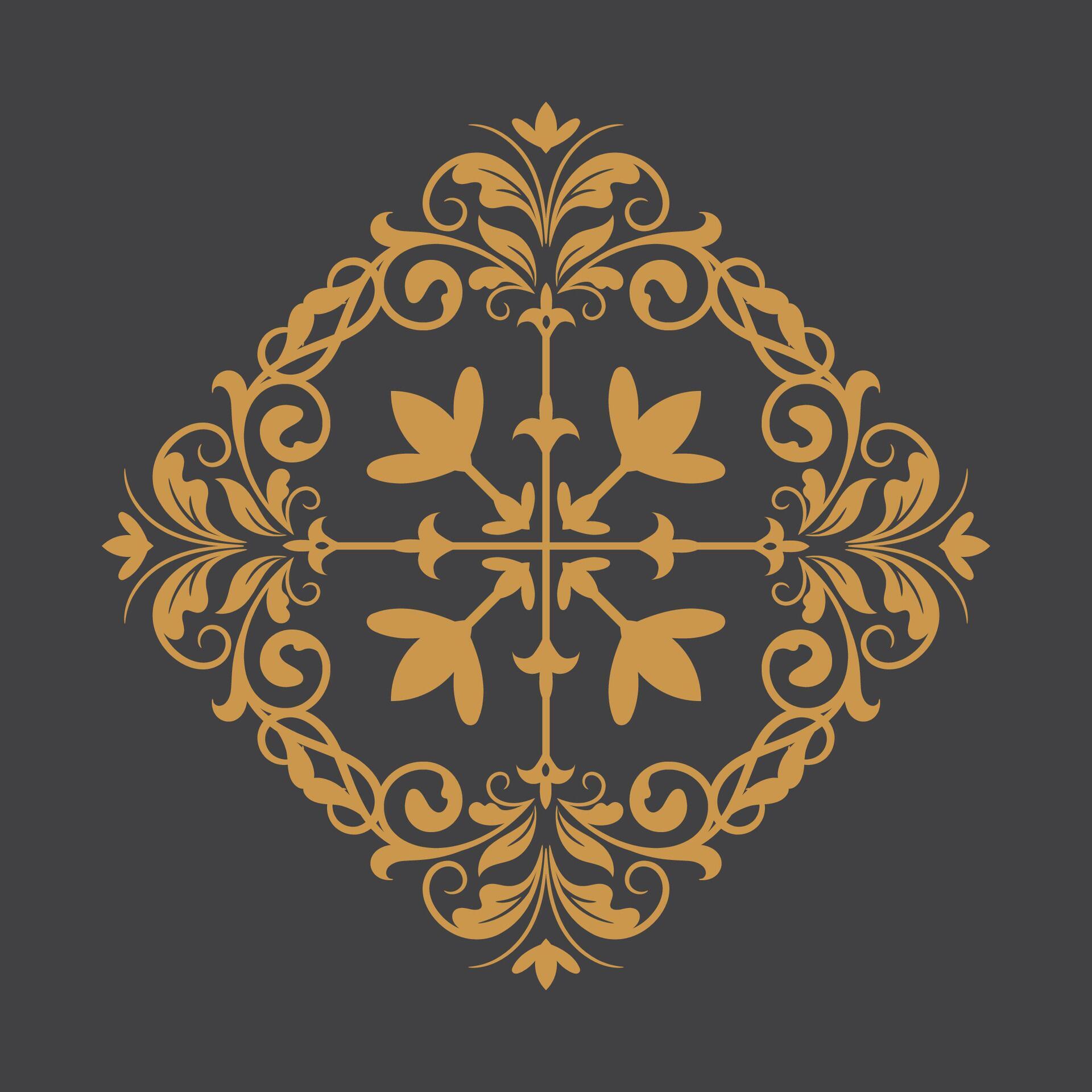 Golden Vintage mandala Ornament.Golden Border ornament. Classic oranate flower, star and mandala. Suitable for wedding invitation card. Stock Free