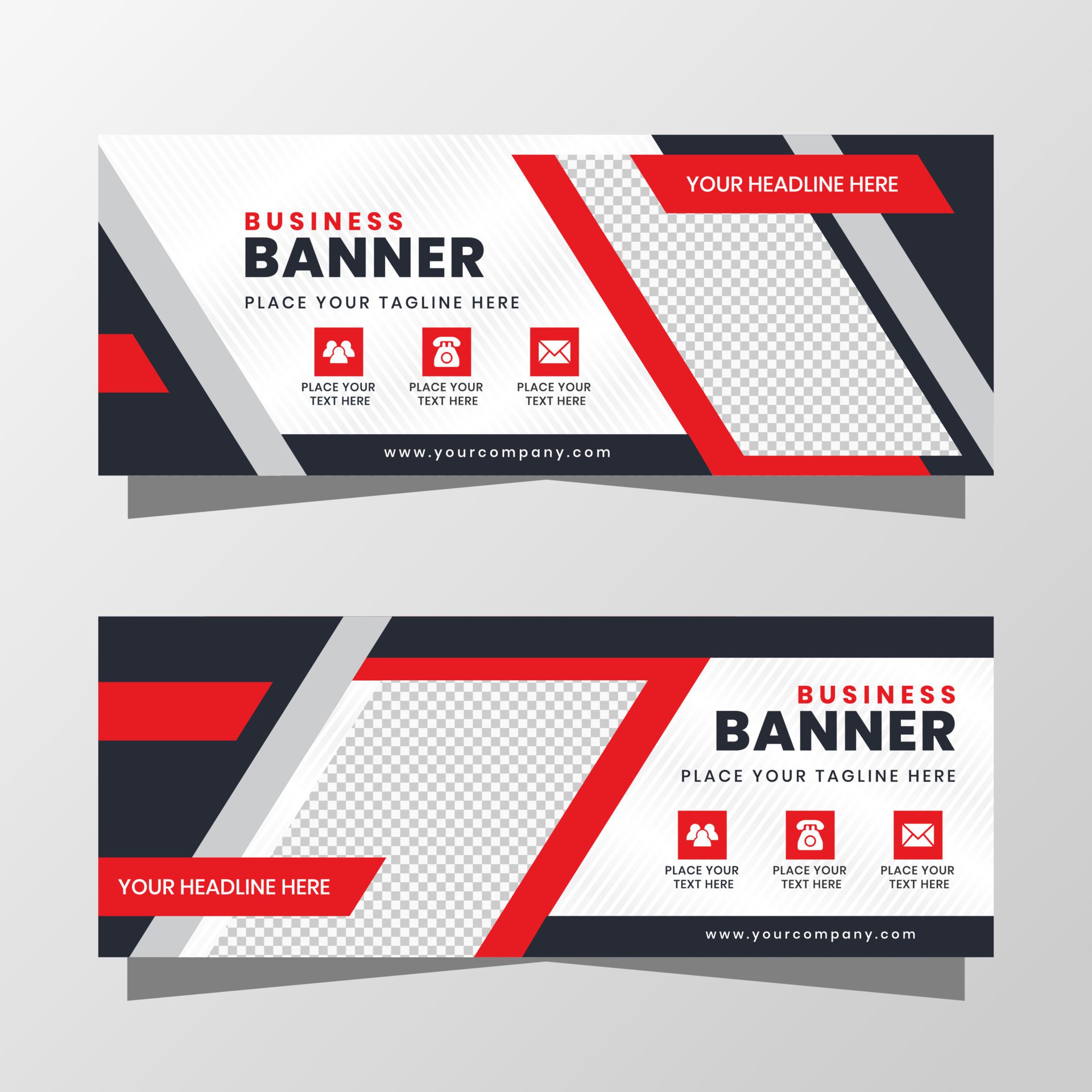 Vector Graphic of Business Banner Design. with modern red, gray, and black color scheme. Perfect for you use Free Vector and Free SVG