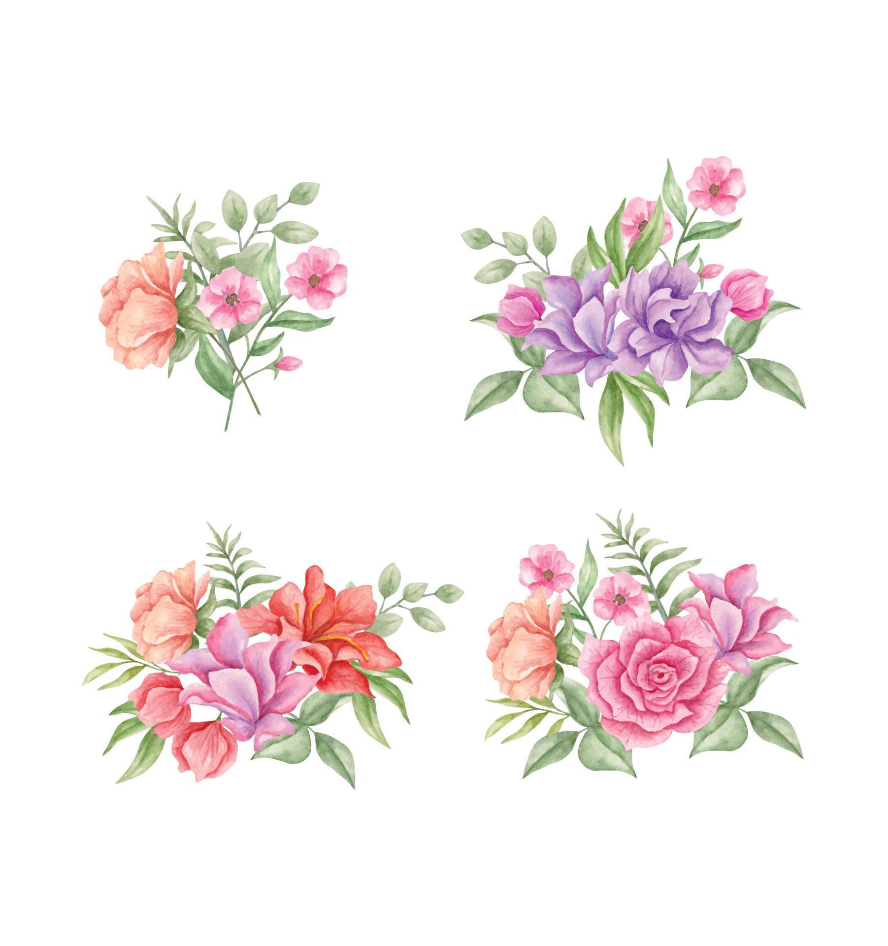 Watercolor flowers in vector Stock Free