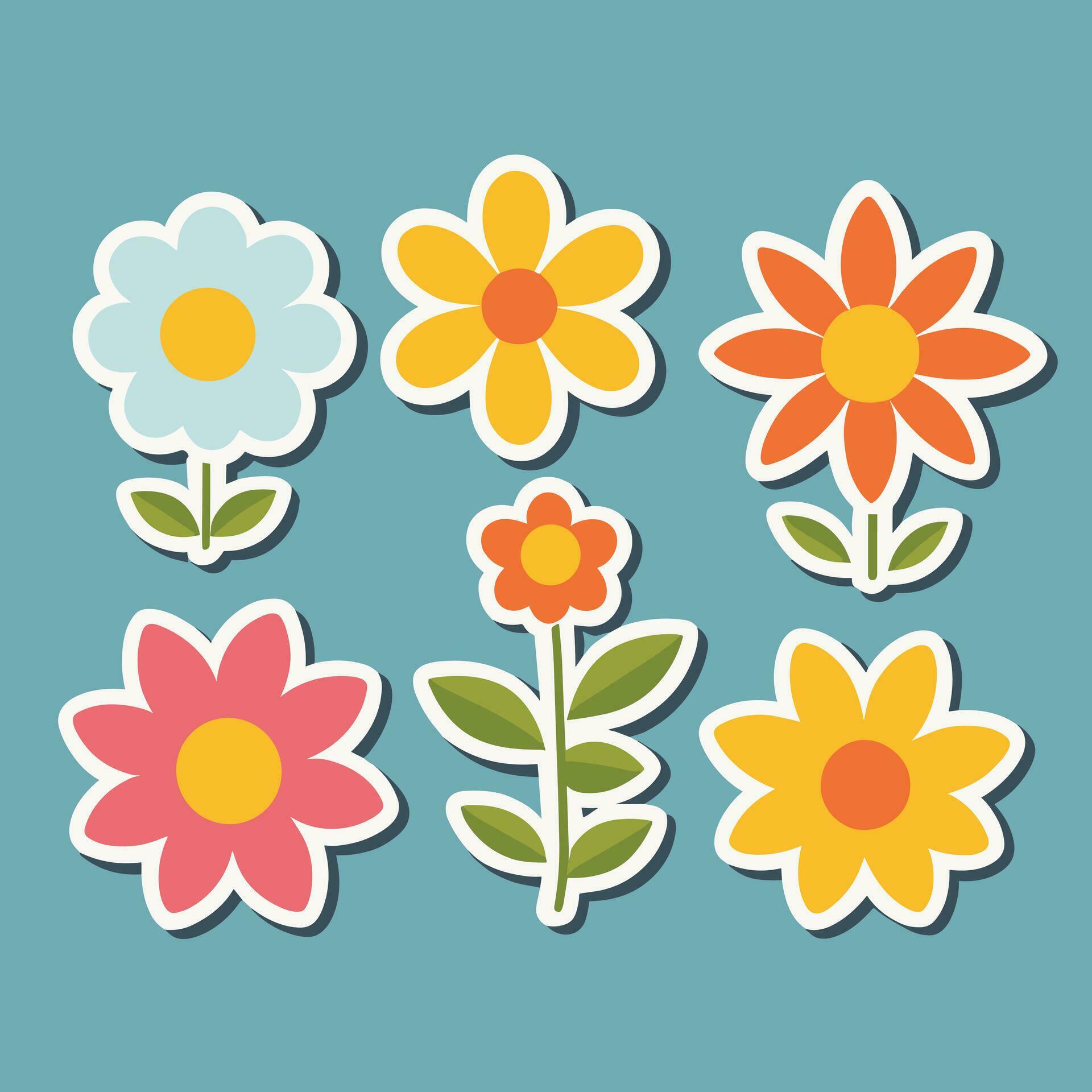 Flower sticker collection Stock Free