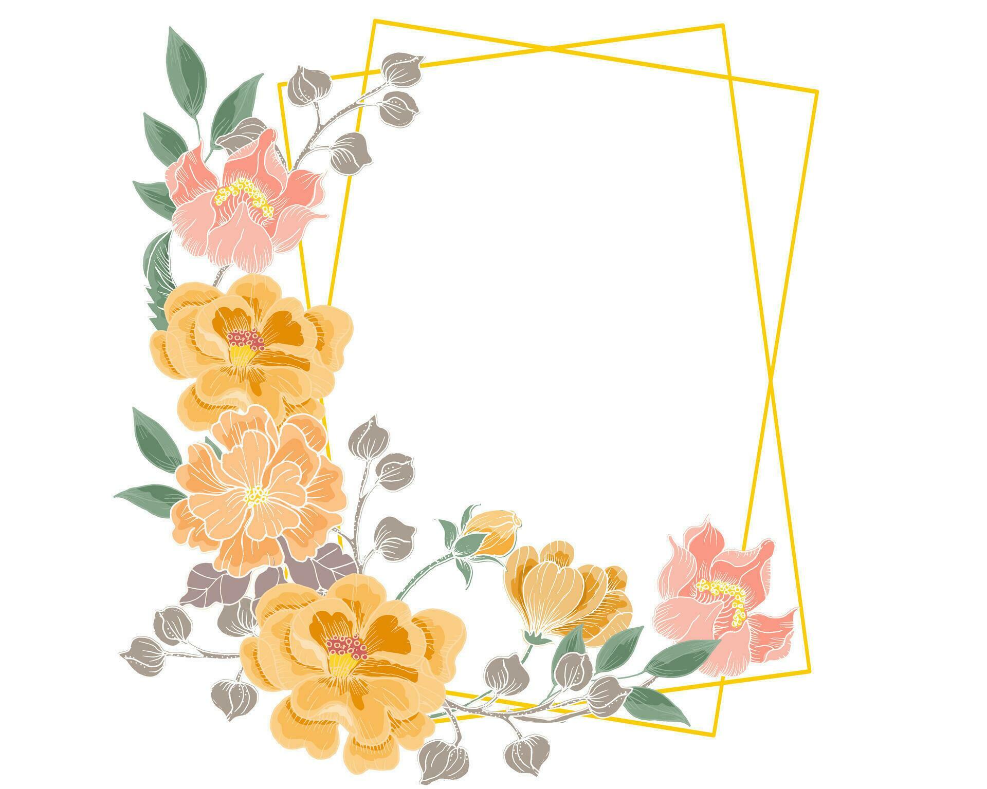 Hand Drawn Orange and Peach Flower Frame Stock Free and Free SVG