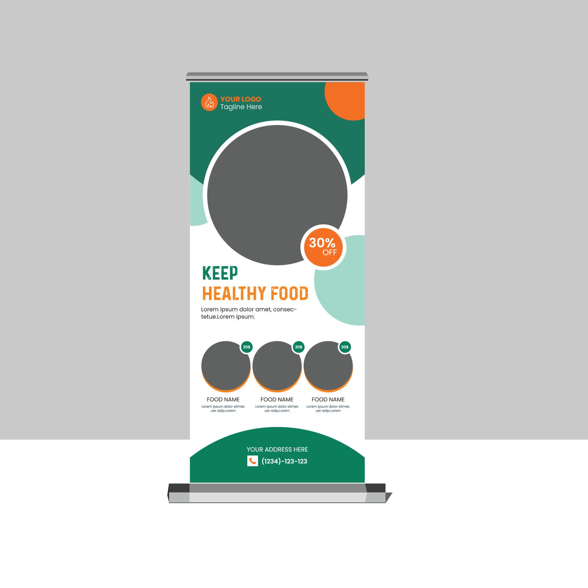 Food roll up banner template Free Vector