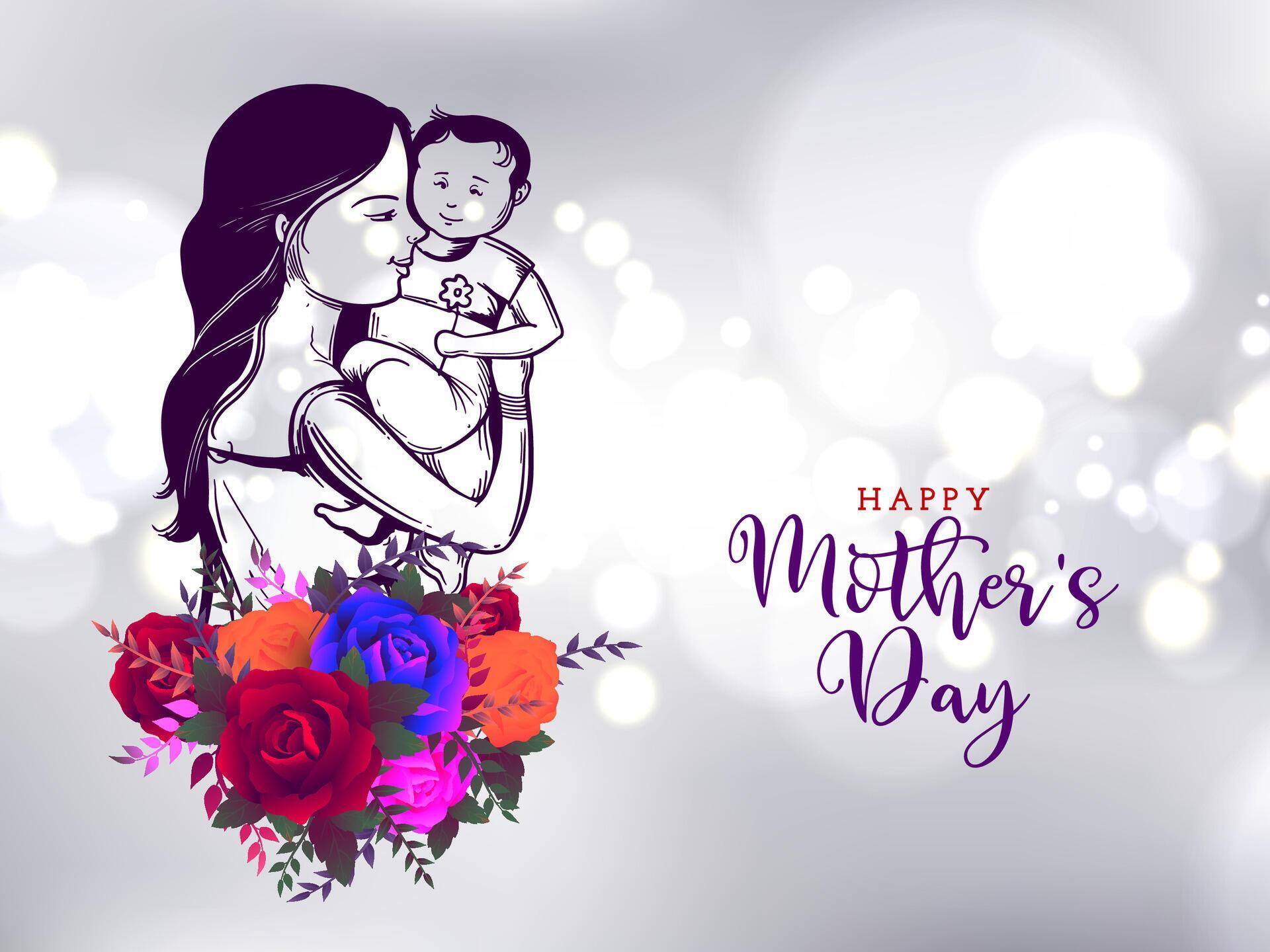 Happy Mother’s day celebration background with flower design Stock Free