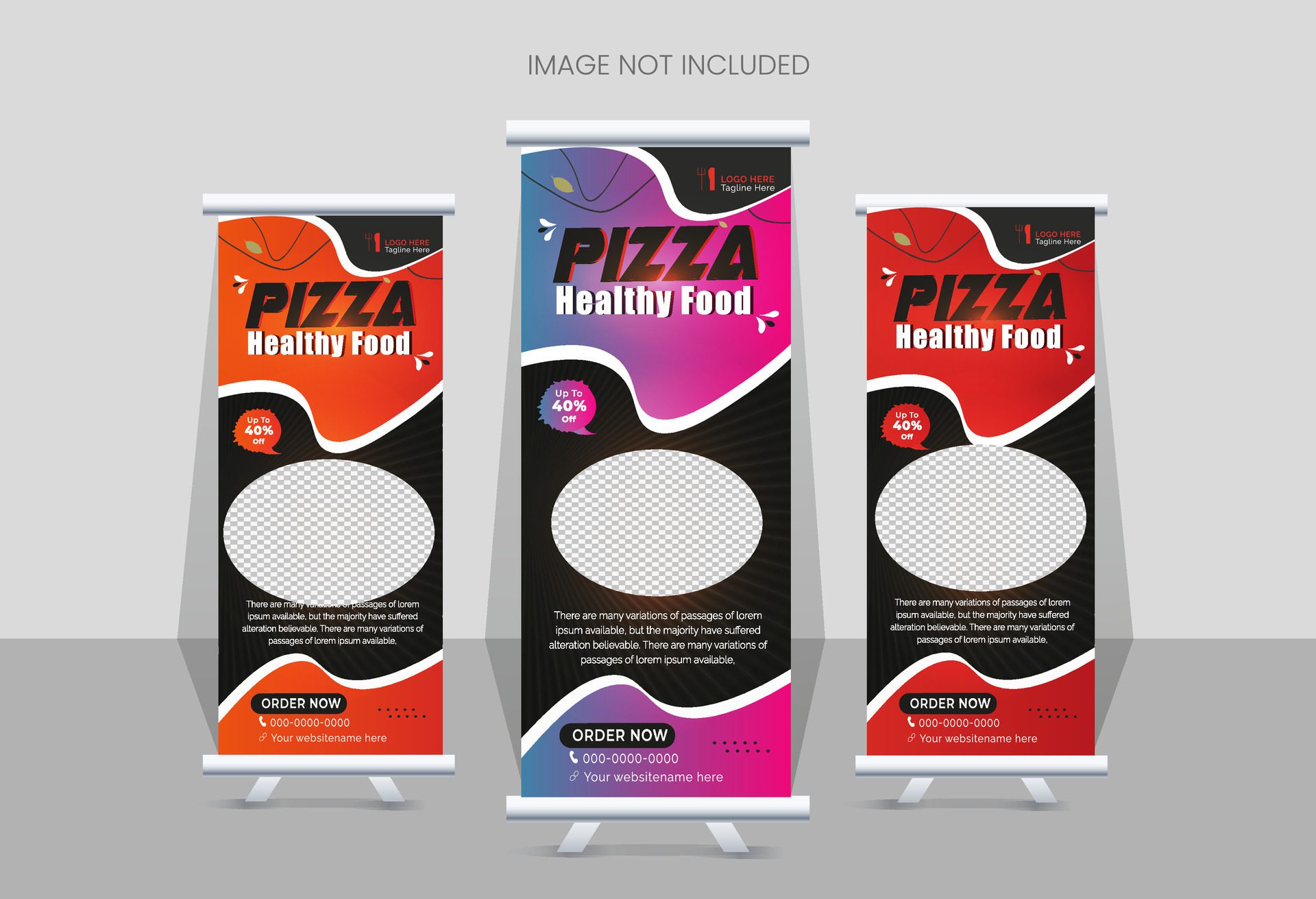 Food and Restaurant roll up banner design template Free Vector