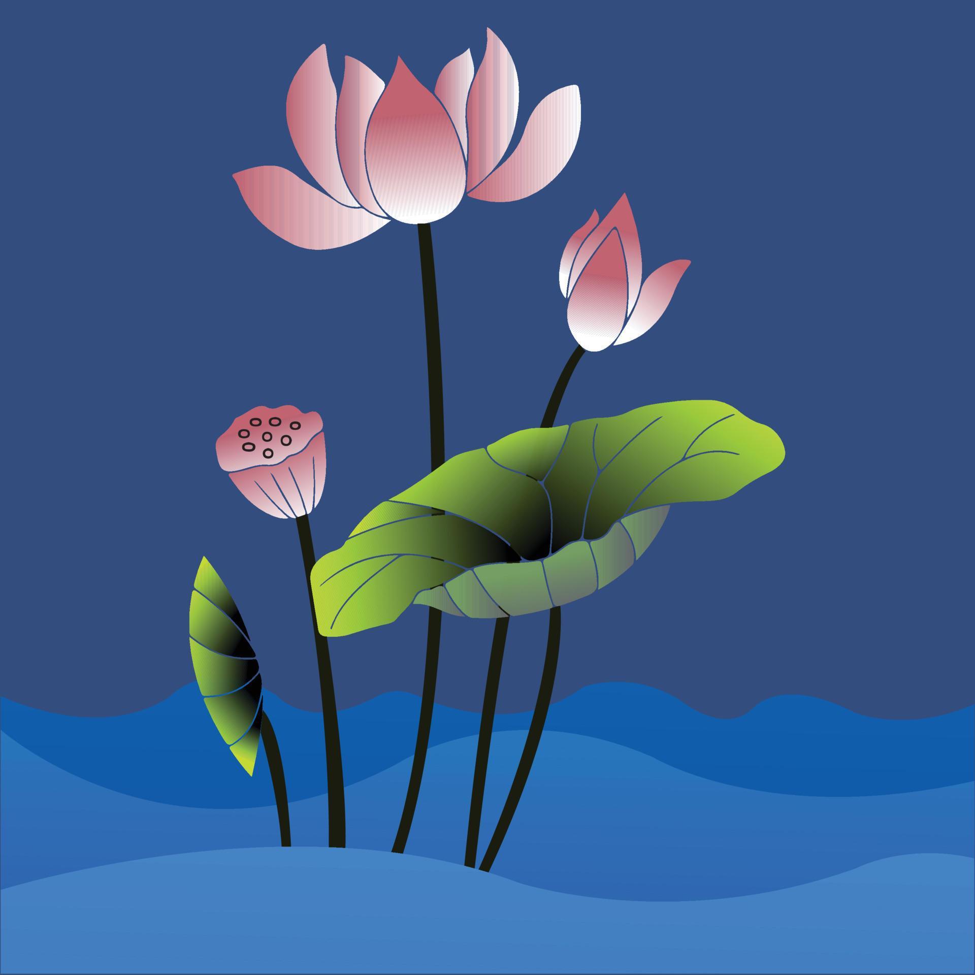 A lotus flowers and green leaves Stock Free