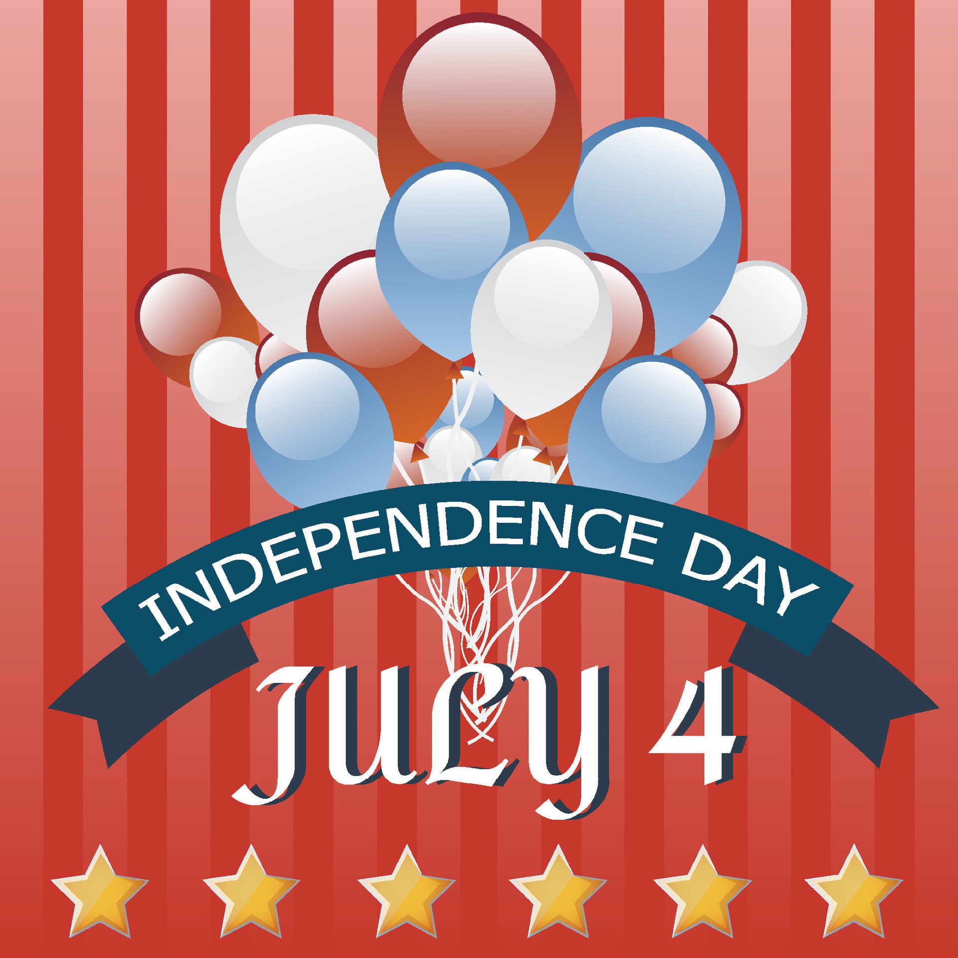 
									Happy 4th of july American independence day celebration banner with 3d balloons in USA flag colors and confetti Free Vector