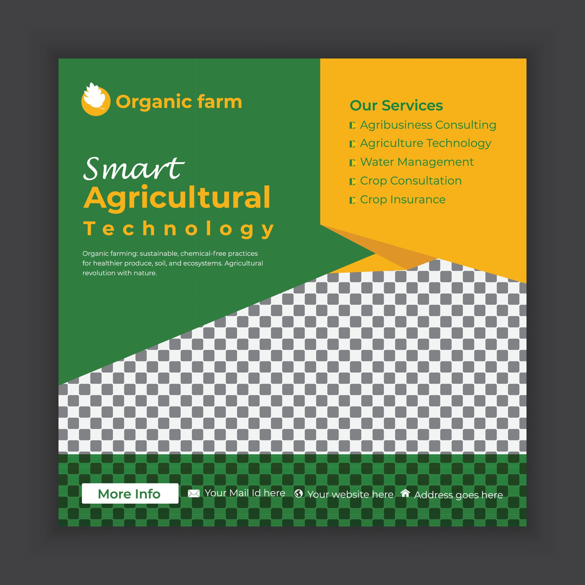 Organic food and agriculture services social media post banners or Agriculture technology provider web banner template Free Vector